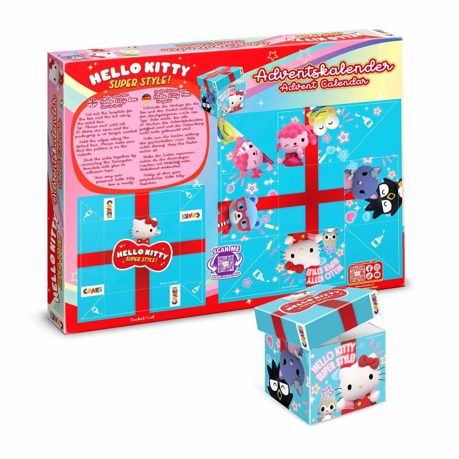 CRAZE Hello Kitty Calendario de Adviento con Juguetes y Accesorios para Niños y Niñas - Calendario de Navidad con 24 Sorpresas de Hello Kitty