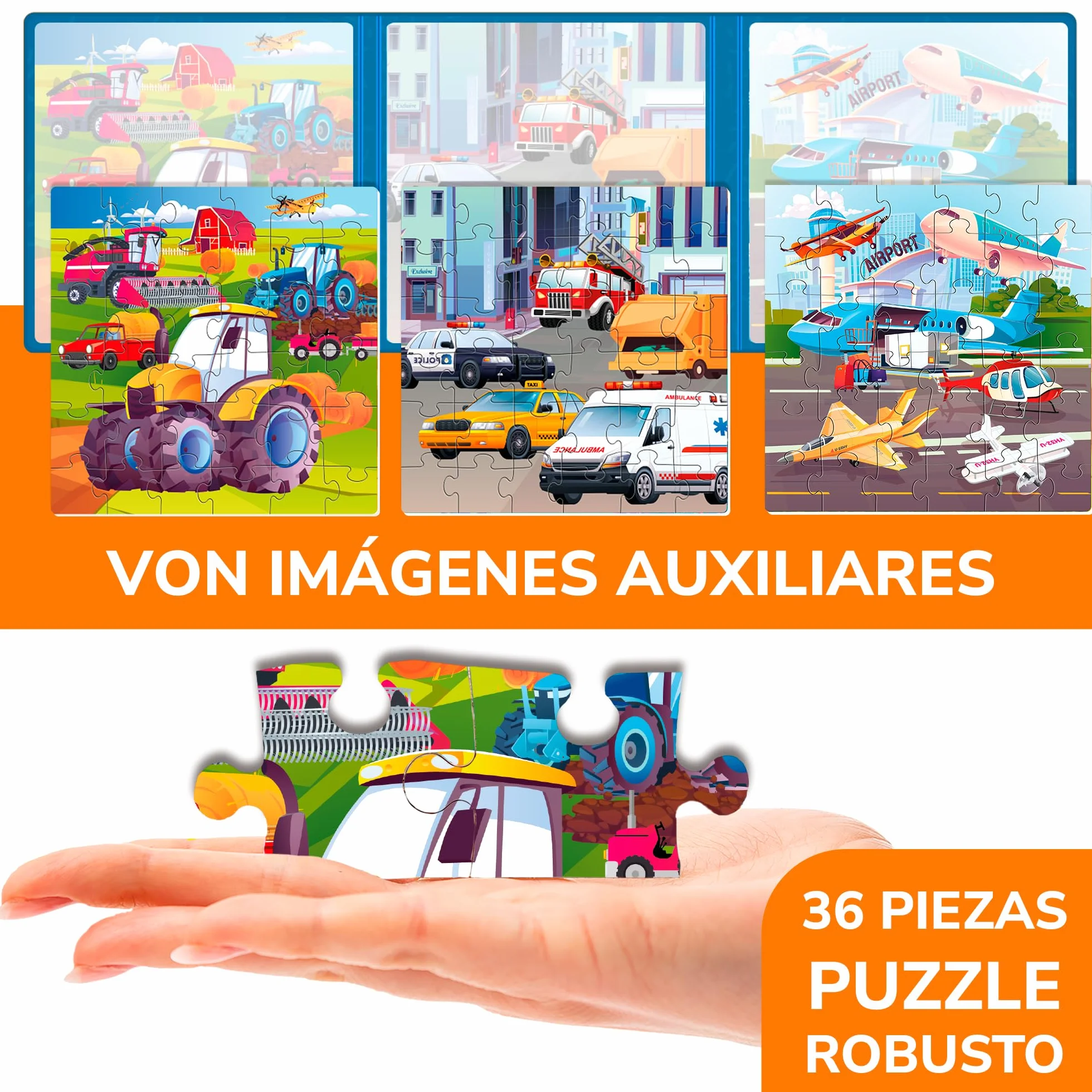 QUOKKA Puzzle Magnetico 36 Piezas Transporte Juegos Viaje Niños 3 4 5 Años Regalo