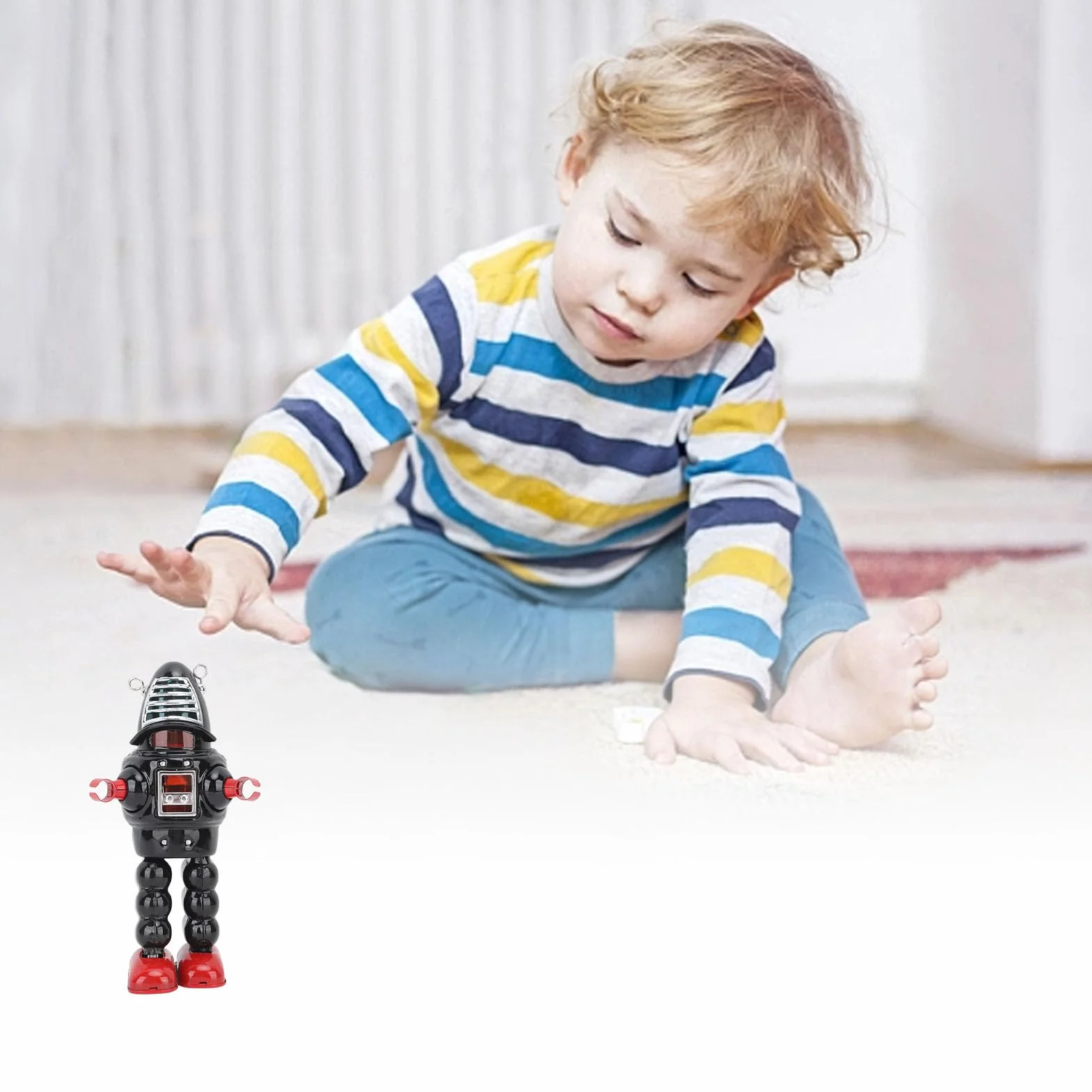 Juguete de Esgrima Robot de Mecanismo Preciso para Adultos con Piedras Intermitentes para Colección y Decoración, Material Hojalata (Negro)