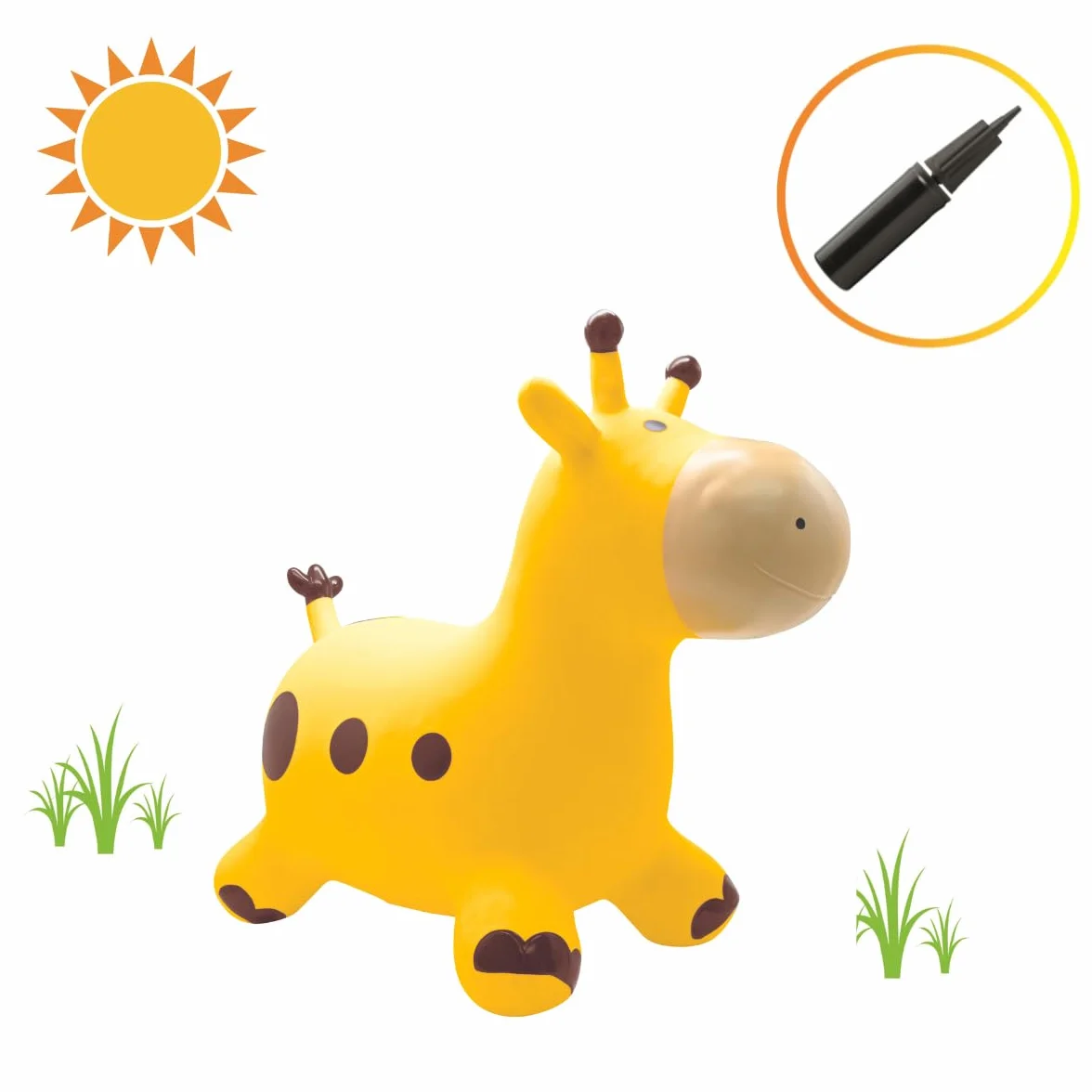 LEXIBOOK Inflable Jirafa Saltarina Amarillo Juego de Rebote Interior Exterior Plástico Seguro Resistente