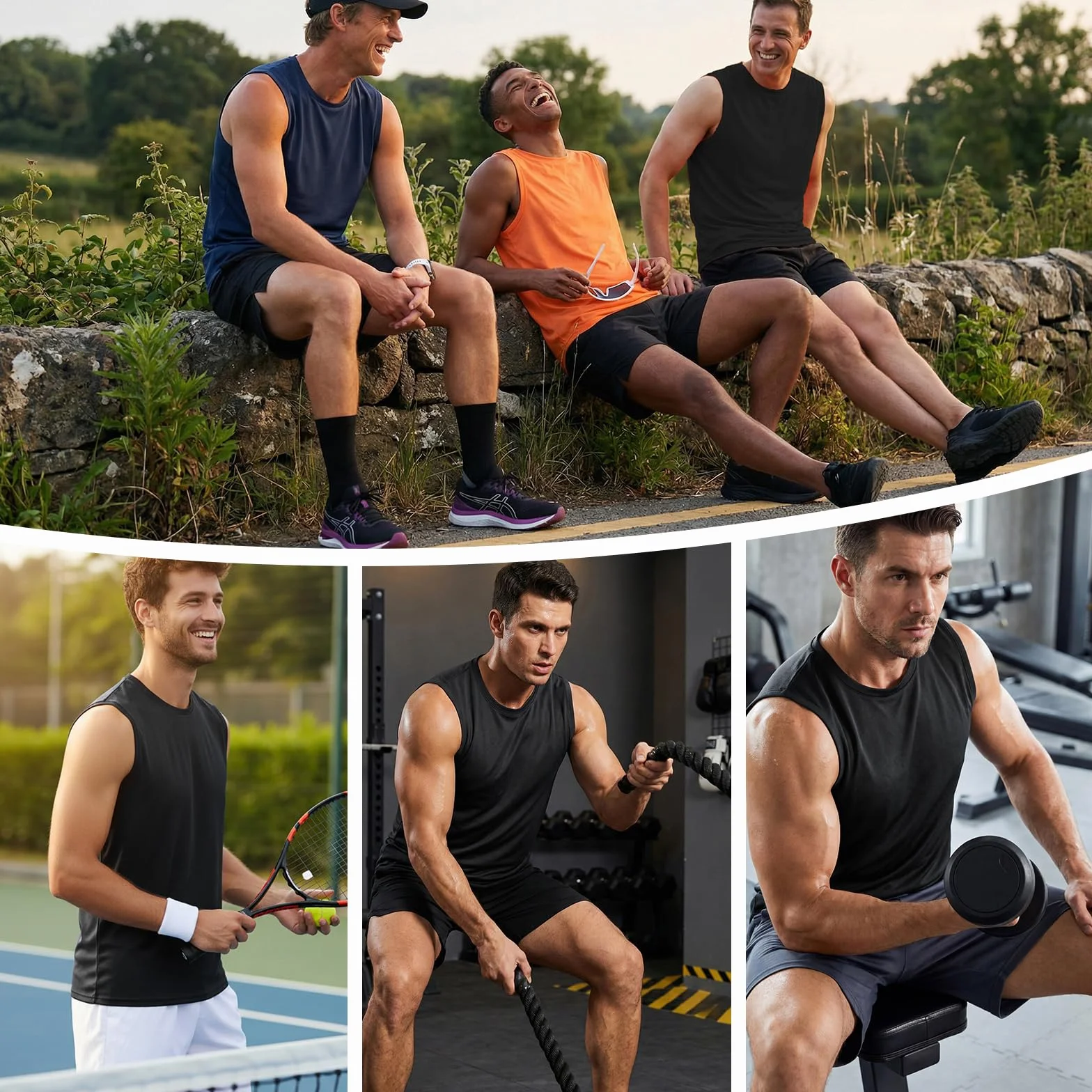 Camiseta de Tirantes Hombre Deportiva Sin Mangas Fitness Transpirable Secado Rápido Elástica S-3XL