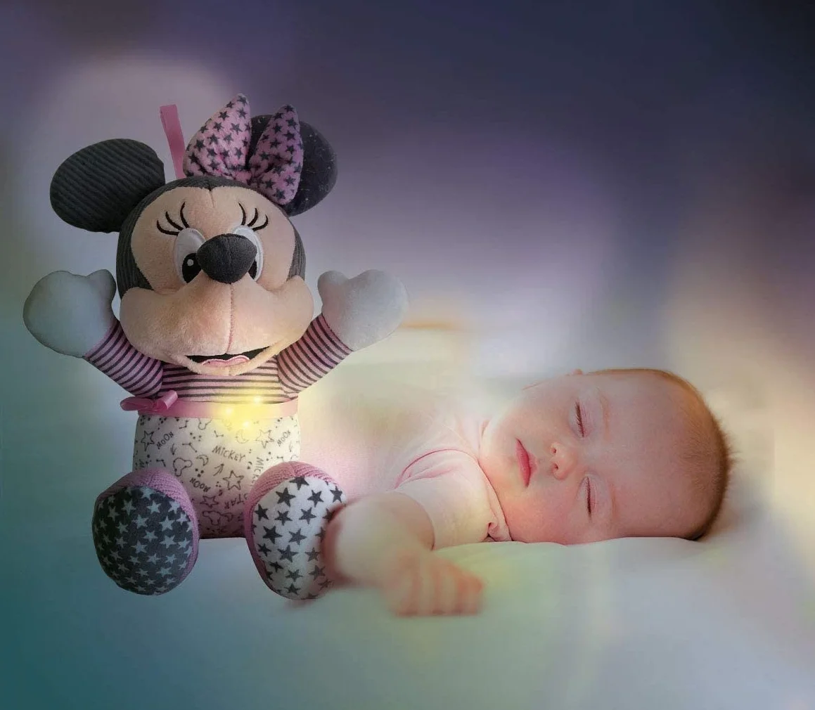 Clementoni - Baby Minnie Duerme contigo - Peluche bebé Interactivo para Dormir a Partir de 6 Meses (17395)