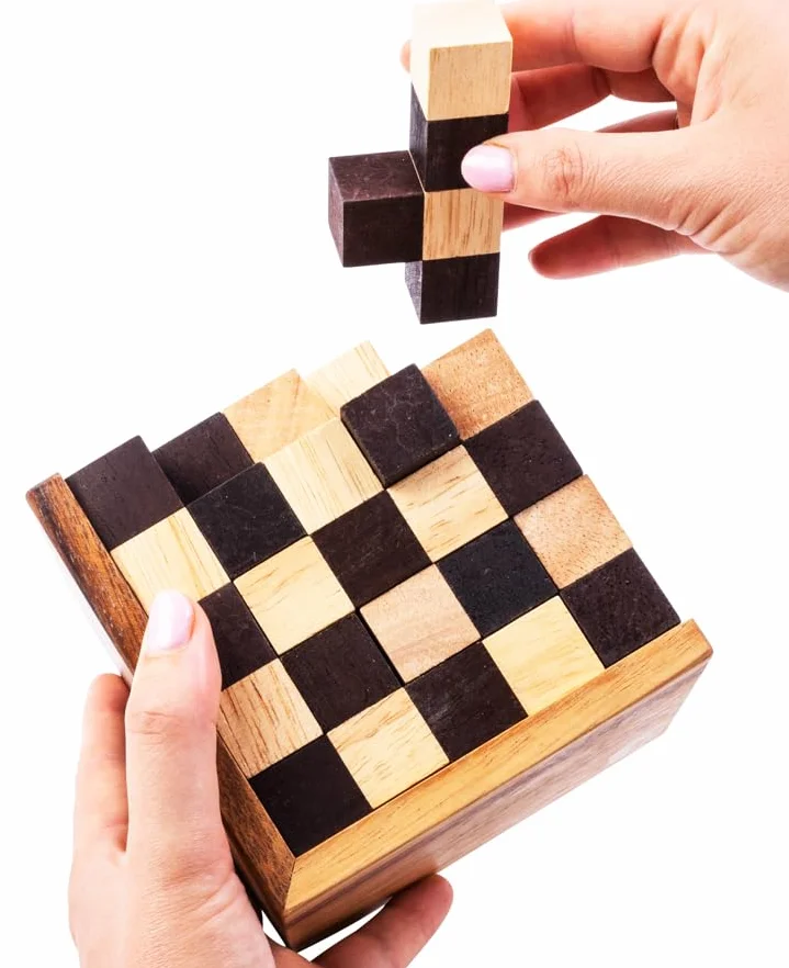 Engelhart Cubos Rompecabezas de Madera 25 Piezas Nivel difícil 14 x 14 x 14 cm