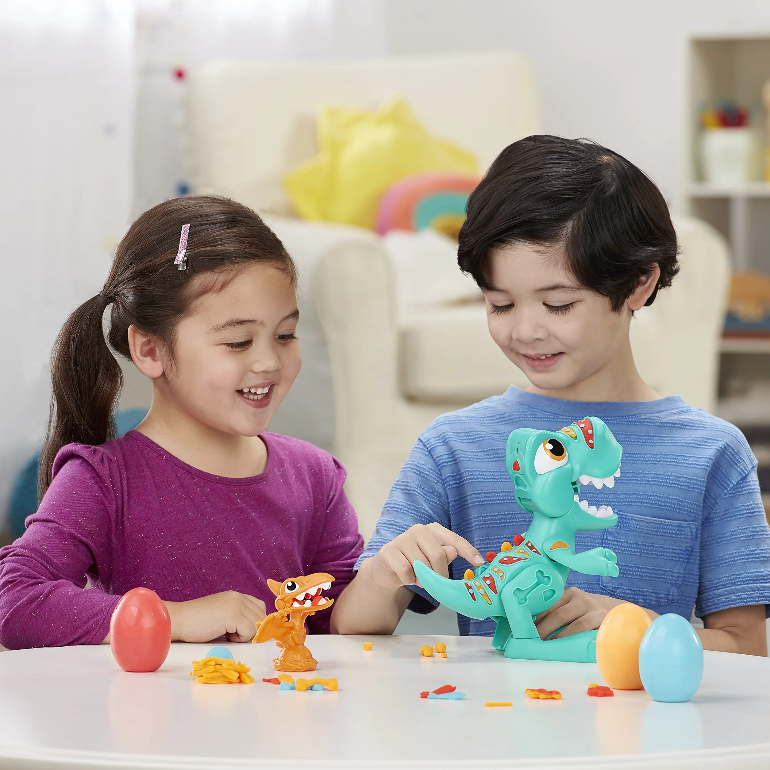 Play-Doh Rex el Dino glotón con Sonidos de Dinosaurio y 3 Huevos