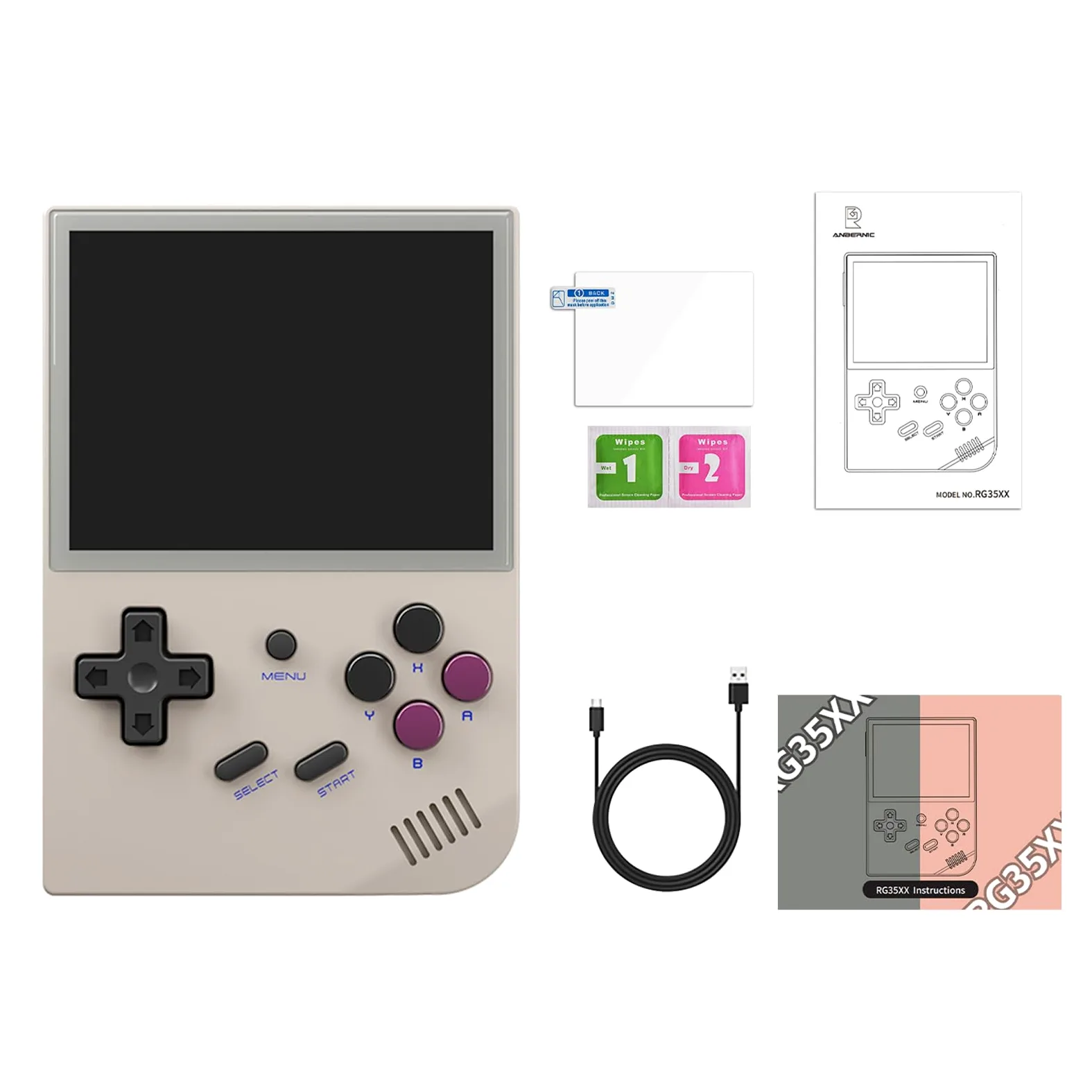 2024 RG35XX - Consola de juegos de mano actualizada, 3.5 pulgadas, 64G/192G, reproductor de juegos de mano retro, compatible con sistema dual Linux y Garlic, soporta salida de TV HDMI 64G