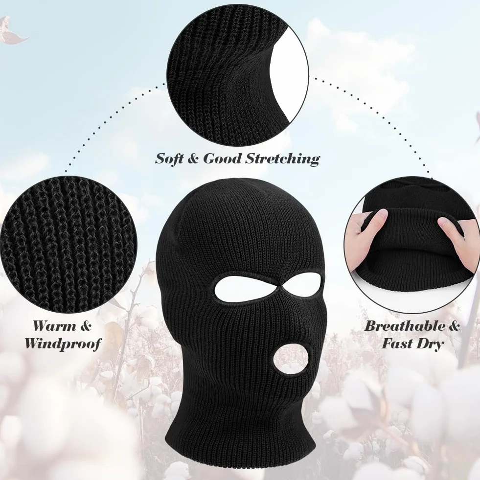 Pasamontañas 3-Agujeros 2-Agujeros Balaclava Punto de Invierno Cubierta Facial cálida Gorro de Esquí