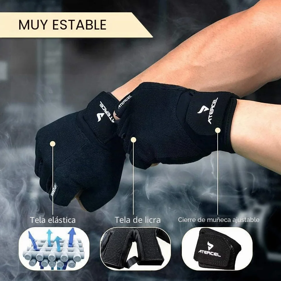 Guantes Gimnasio ATERCEL para Levantamiento de Pesas, Transpirables y Ajustados