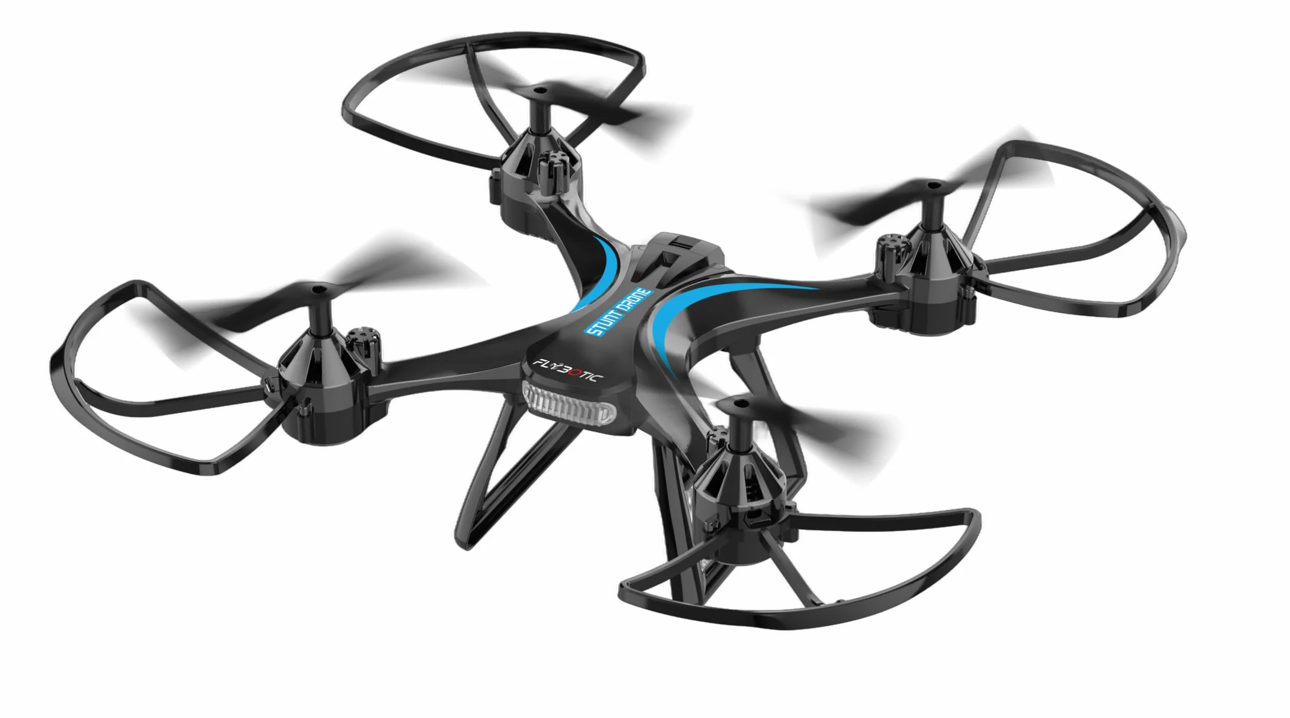 Flybotic - Stunt Drone – Drone Teledirigido 2,4 GHz – Despegue y Aterrizaje Automáticos – Vuelo Estacionario – Acrobacias 360° – 3 Velocidades – 2 Baterías Incluidas – RC Principiante Niño/Adolescente