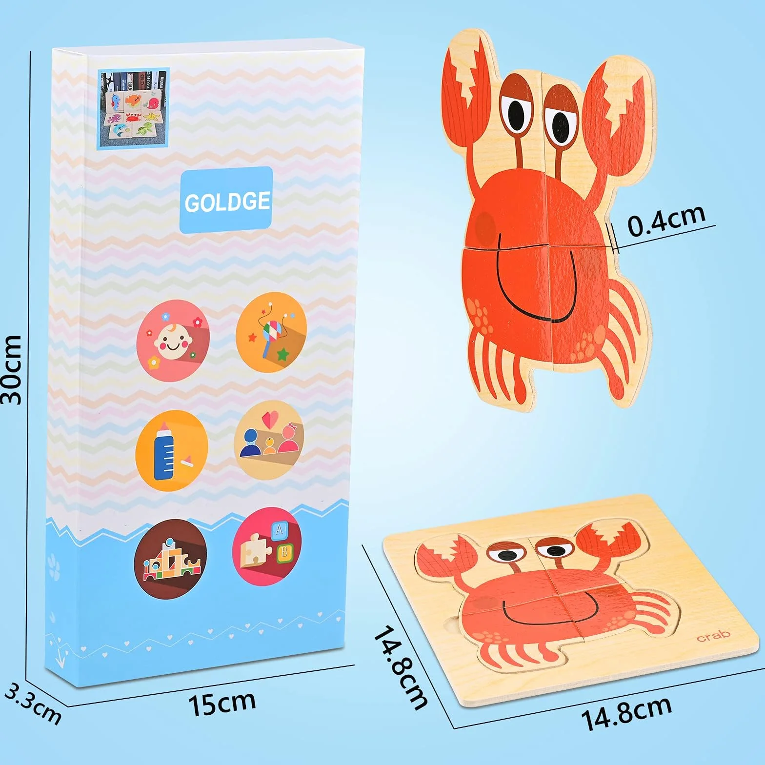 GOLDGE Puzzle 16 Pcs Juegos Educativos Animales Rompecabezas Niños 1-5 Años