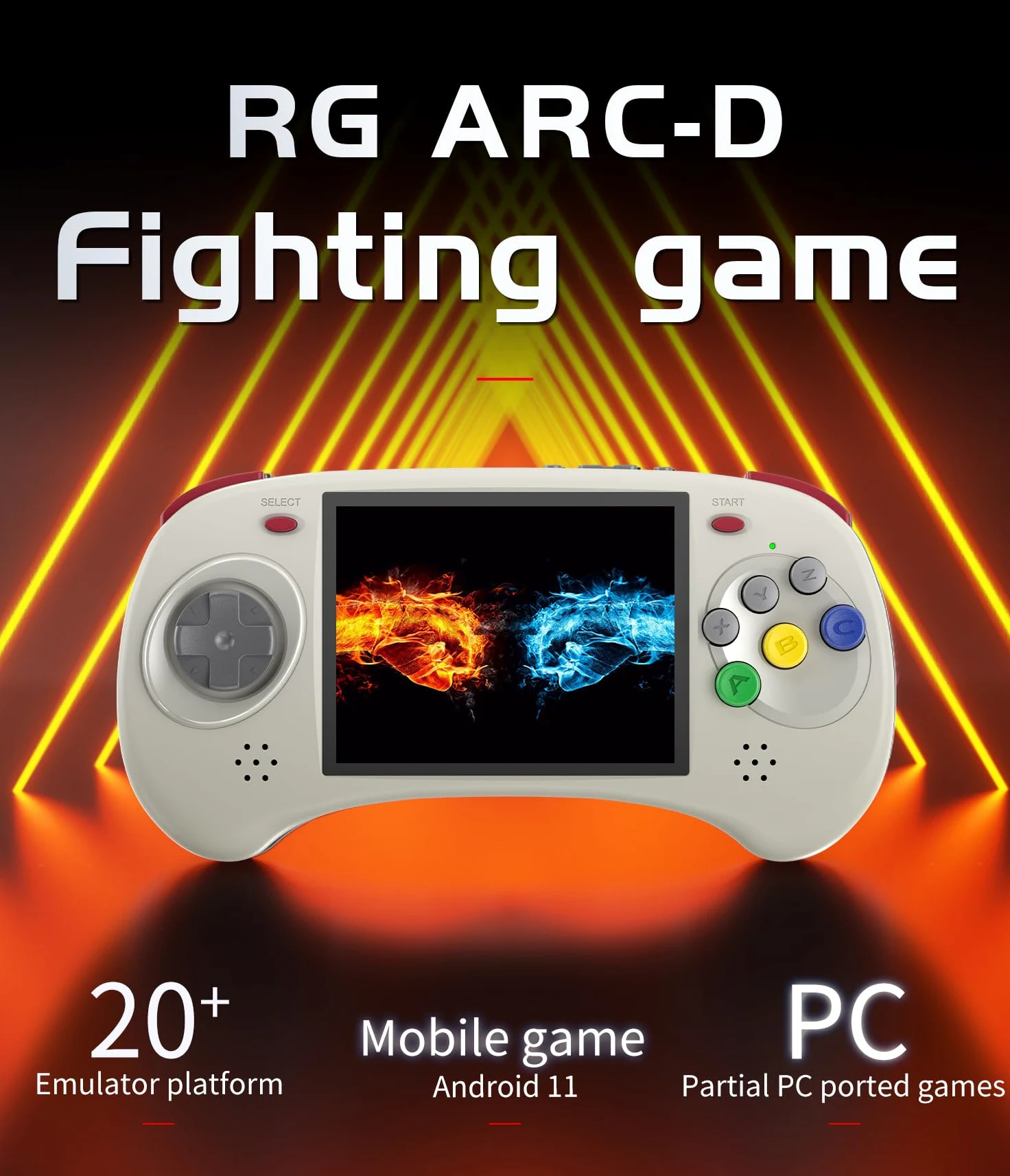 RG ARC D - Consola de juegos de mano retro, sistema operativo dual Android 11 y sistema Linux con tarjeta SD de 128 G 4541, compatible con 5G WiFi 4.2 Bluetooth Moonlight Streaming y salida HDMI