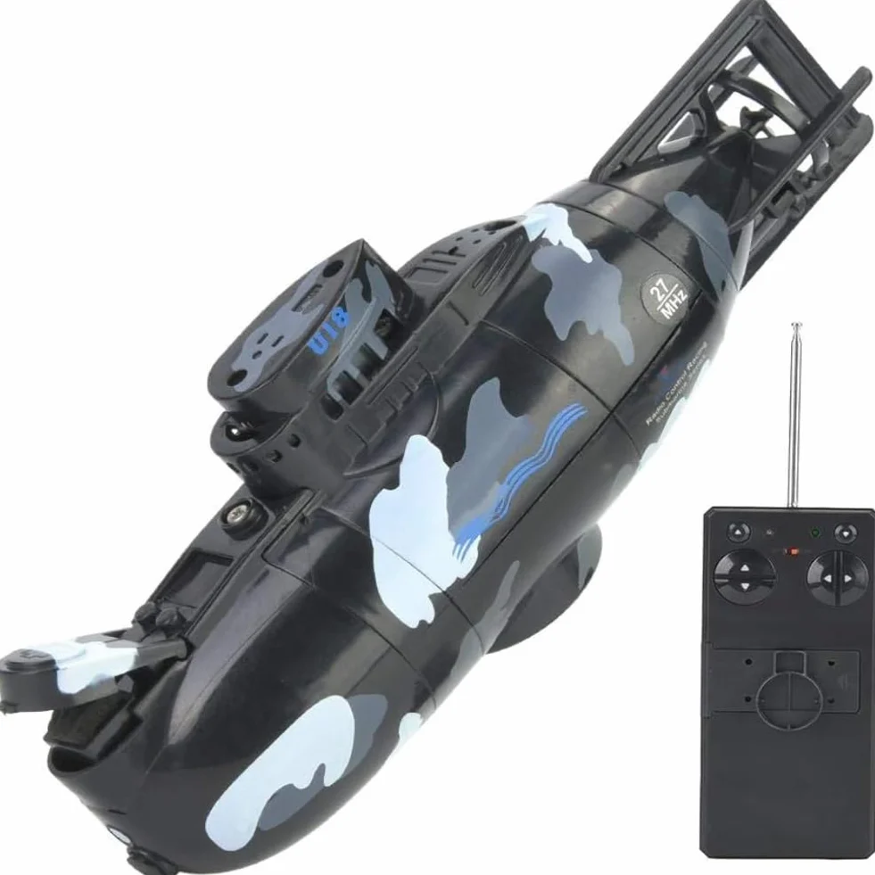 Submarino Control Remoto, Juguete Militar Mini Simulación para Niños Mayores de 8 Anos - Submarino RC 6 Canales, Ideal para Educación Stem, Regalos y Juegos al Aire (Negro)