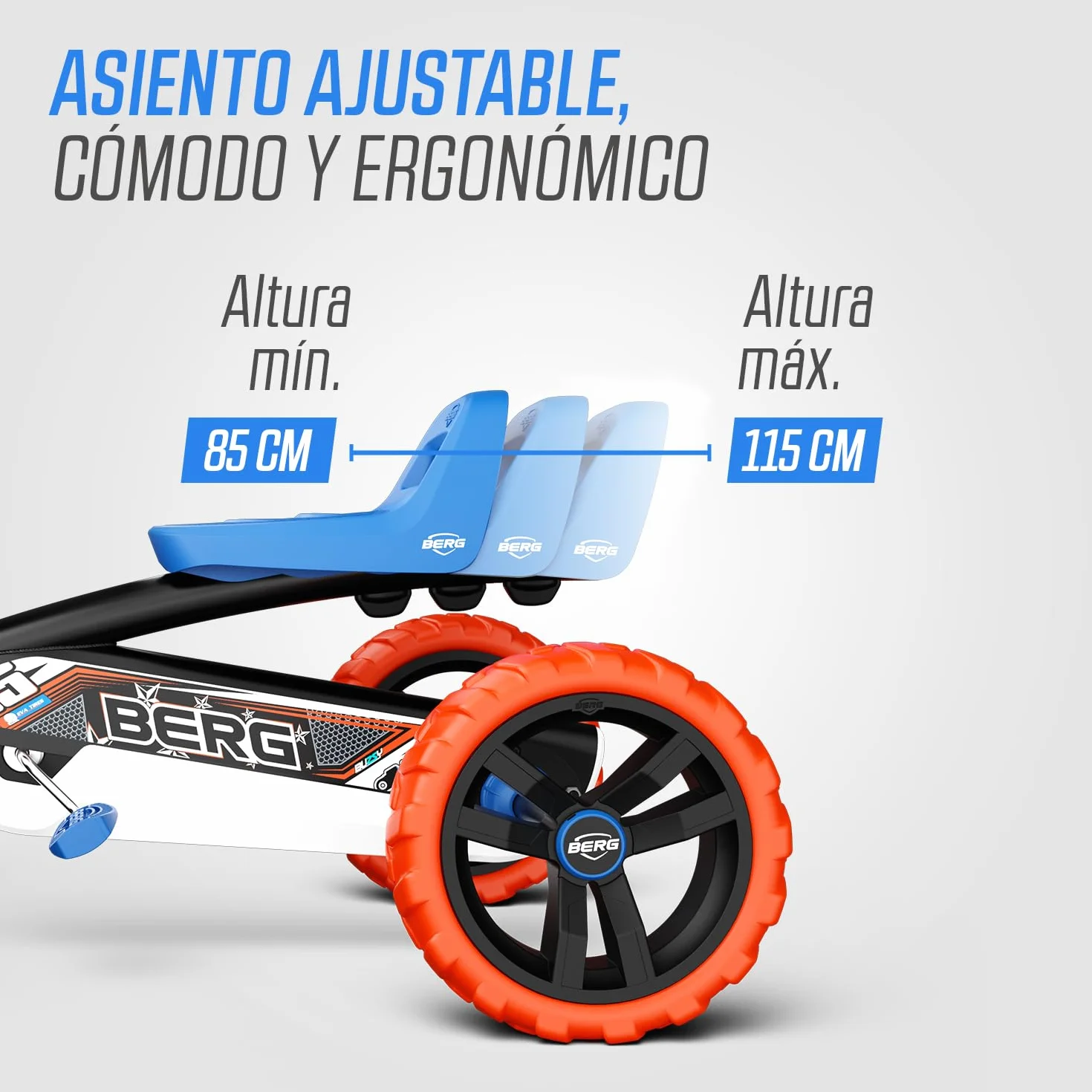 BERG Kart a Pedales Buzzy Nitro | 2-5 años, cuadro resistente, asiento regulable, volante regulable