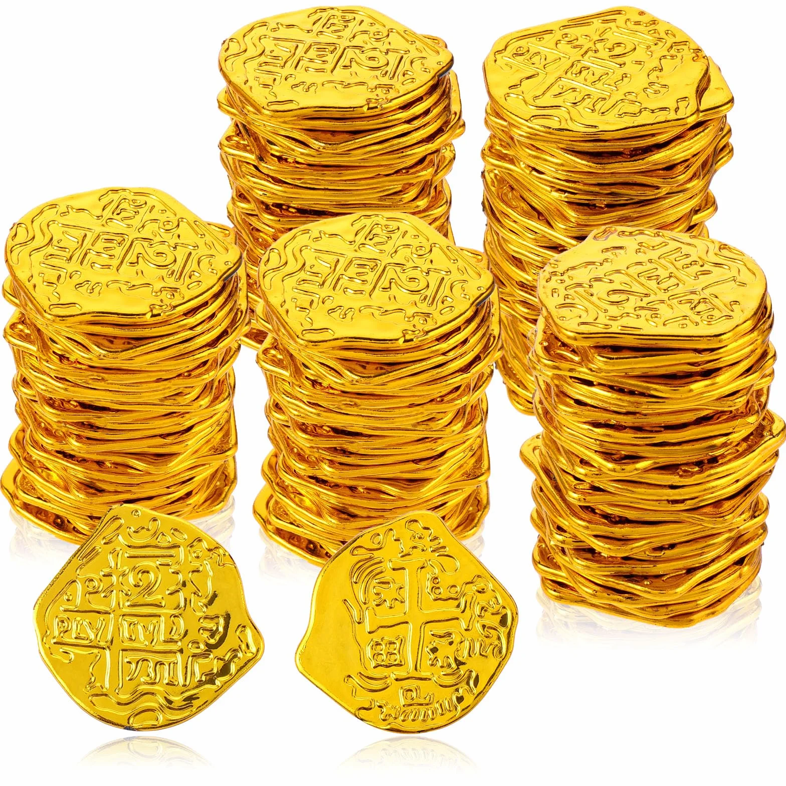 100 Piezas Monedas Pirata Réplica de Moneda de Plástico Doblones Españoles Monedas Juguete de San Patricio Decoraciones de Fiesta Pirata para Eventos Temáticos de Aventura de Halloween