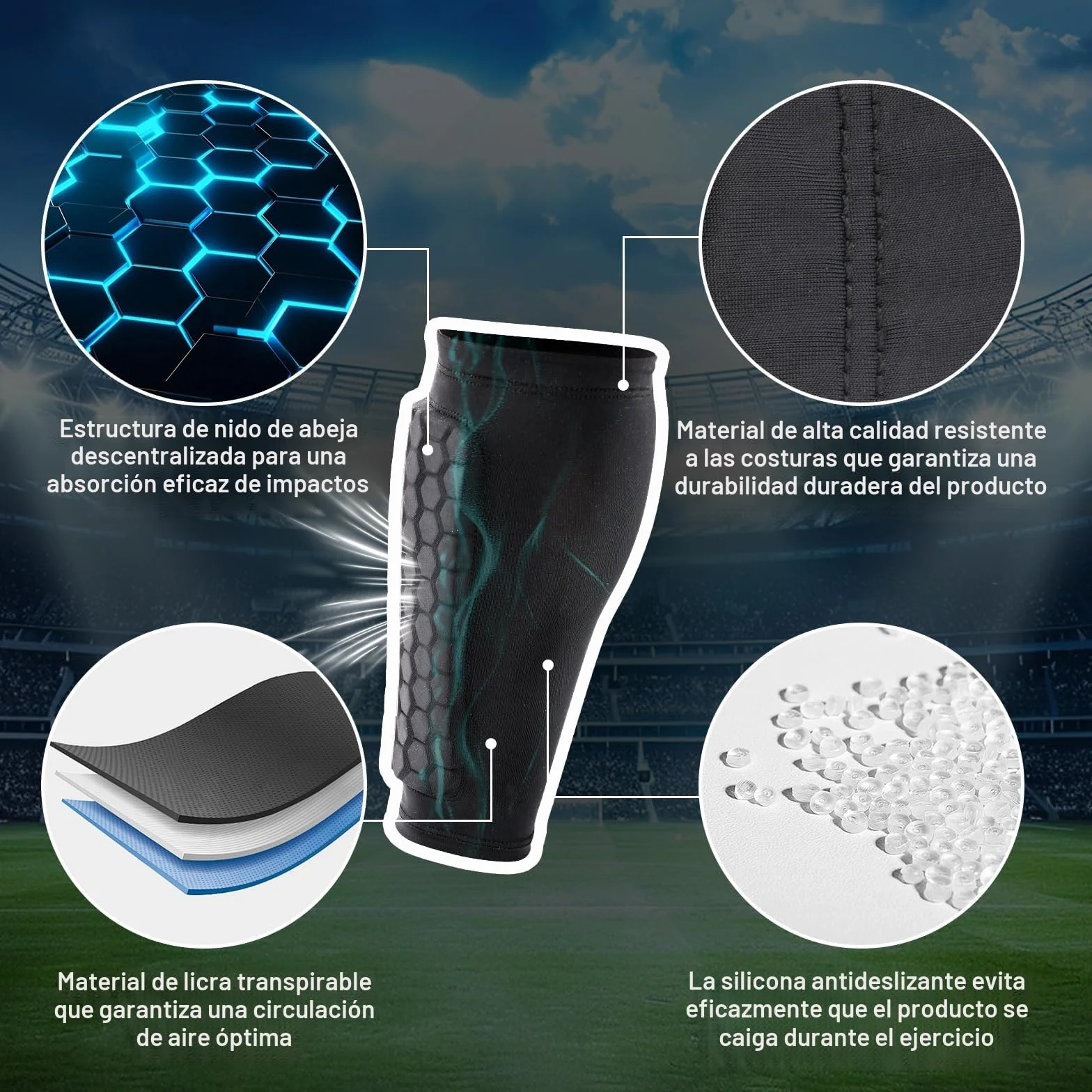 Espinilleras de Fútbol para Niño, Mini Espinilleras Transpirables Antideslizantes (Negro)