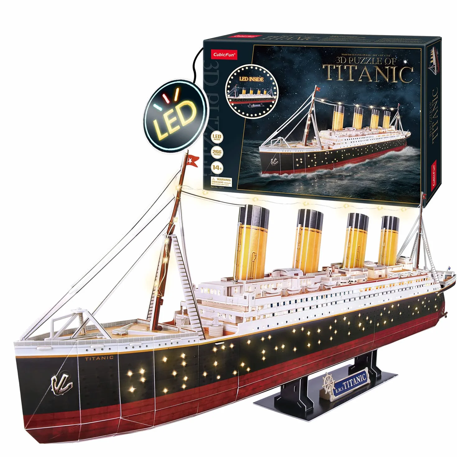 Puzzle 3D Maqueta Titanic LED 266 Piezas para Construir Adultos