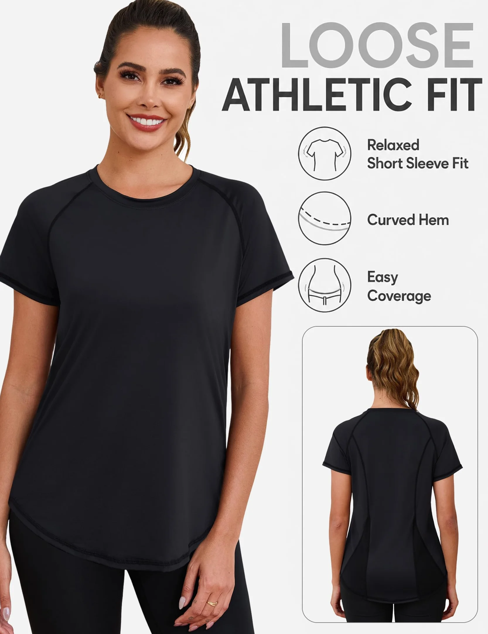 Terecey Camiseta Deportiva Mujer Manga Corta con Malla Espalda Secado Rápido para Fitness Running Gimnasio