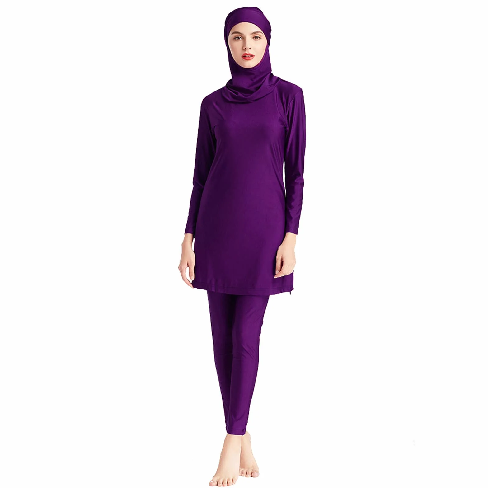 Traje de baño musulmán Burkini árabe Cubierta Completa Conjunto 3 Piezas para Mujer Ropa de Playa