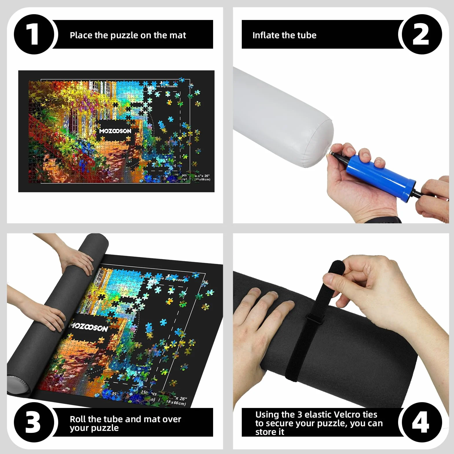 MOZOOSON Tapete Puzzle, Puzzle Mat Roll para Puzzle 1000 1500 Piezas para Adultos Niños, Fieltro Puzzles Tapete, Jigsaw Puzzle Roll Pad, Accesorio para Guardar los Puzzles