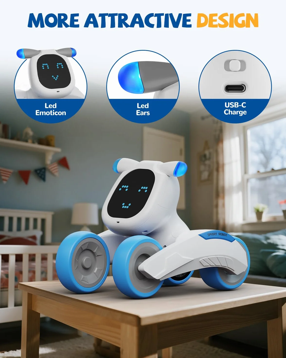 Robot Juguete, Robot Teledirigido para Niños con Expresión LED, Programable, Control por Voz (Solo en inglés), Interactivo Inteligente, Regalo para Niños y Niñas 3 4 5 6 7 8 9 10 11 12 Años