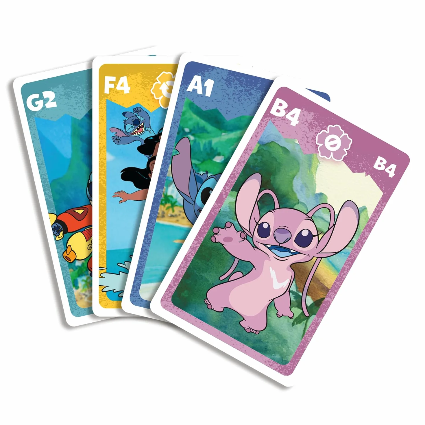 Juego de Cartas 4 en 1 Stitch Disney Lilo & Stitch – 7 Familias, Batalla, Memo y Acción para Niños a Partir de 4 Años