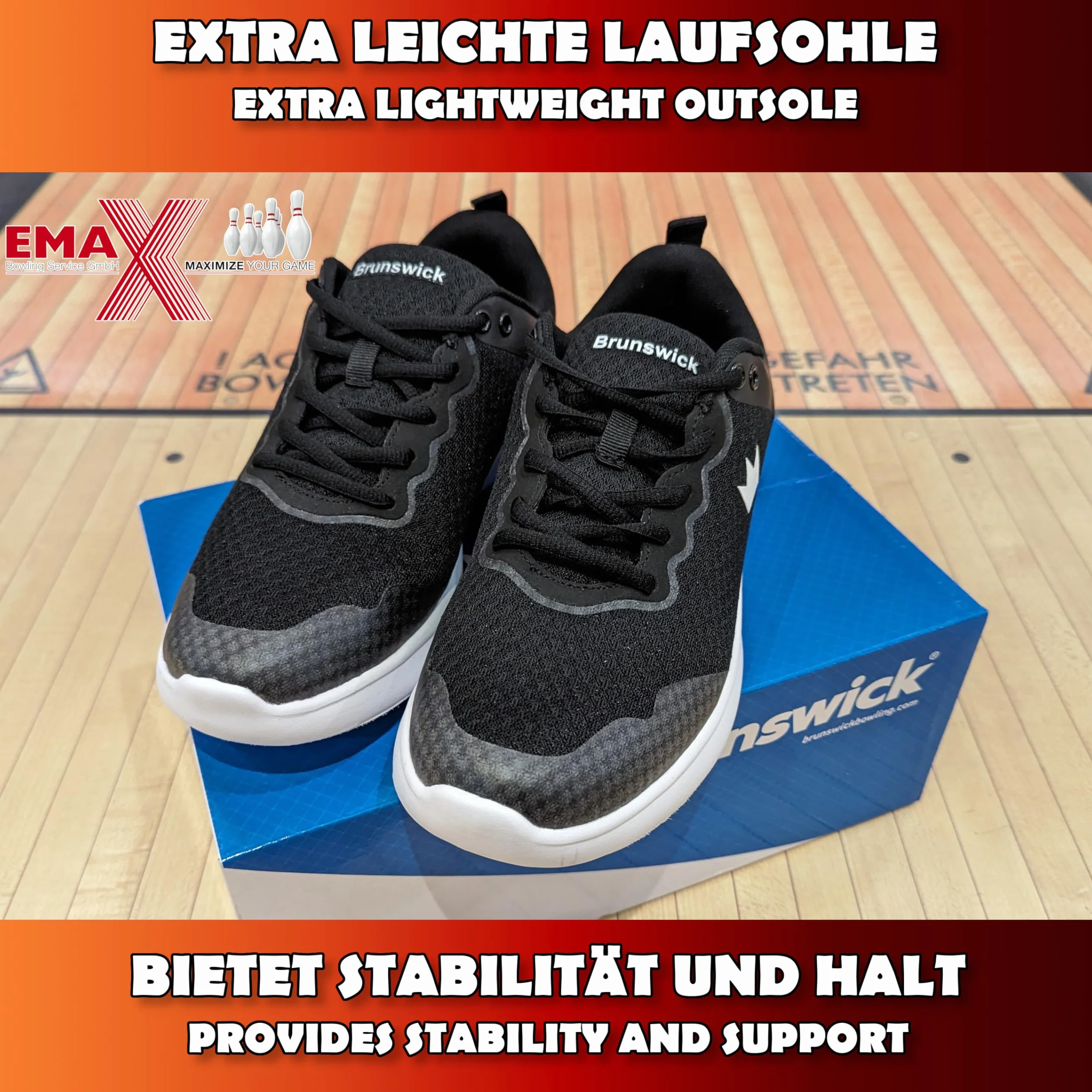 EMAX Brunswick Zapatos de bolos para hombre Tradition Black & Classic White