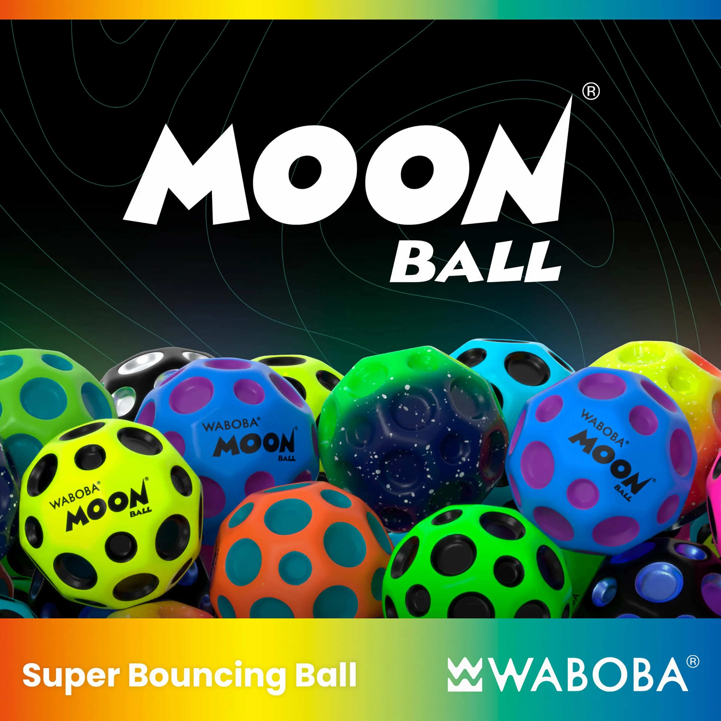 Waboba Gradient Ball Pelota Super Rebote Undersea Neón Interiores Exteriores Sonidos Rebote