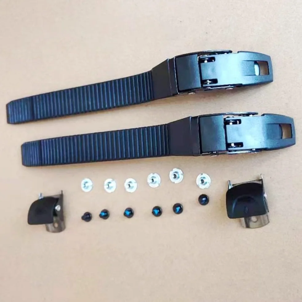 Juego de hebillas de correa de patinaje en línea, PP con tornillos, tuercas, repuesto para patines, negro, 2 paquetes