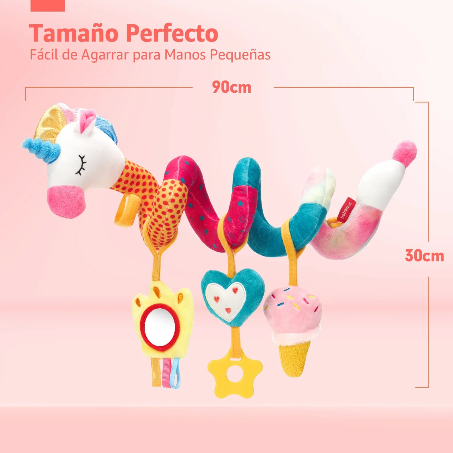 hahaland Colgantes para Cochecitos Juguetes Bebes 0 3 6 12 Meses, Espiral Actividades Juguetes Colgantes con Mordedor y Sonajero, Suave Peluches para Bebes Niños y Niñas Regalos Originales