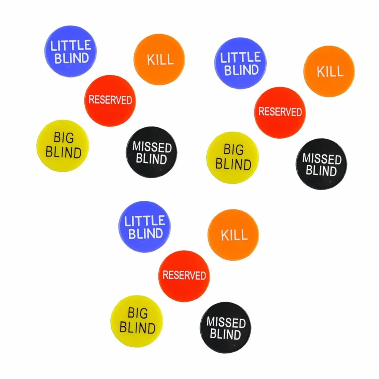 BESPORTBLE 15 Piezas Botones de Póker para Dealer Incluye Little Blind Big Blind Kill y Reserved para Noches y Torneos de Póker