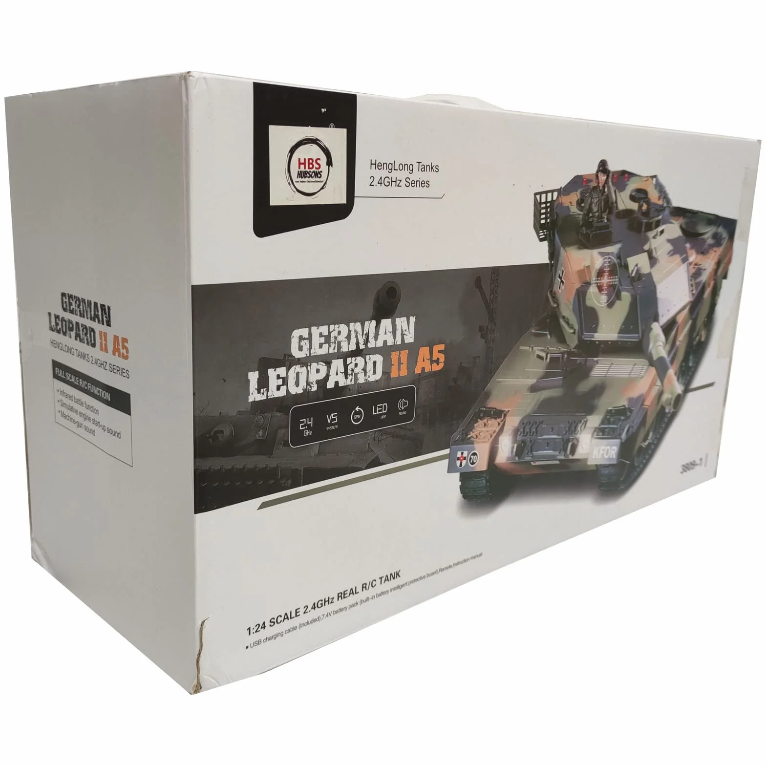 RC Leopard 2A5 - Tanque de combate con sonido, escala 1:24 y 2 sistemas de combate, infrarrojos y disparos de 6 mm