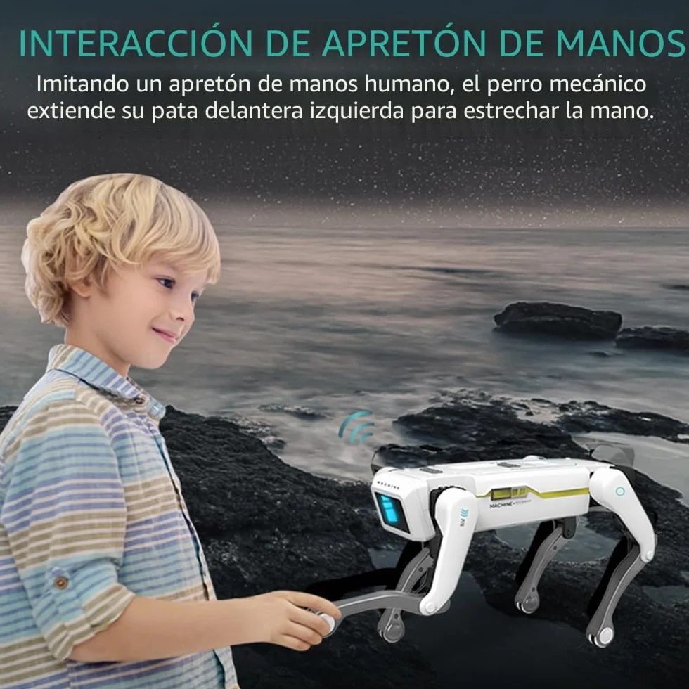 Robot perro juguete teledirigido para niños de 3 a 12 años, perro robot inteligente admite control de aplicación, puede programar, bailar, música e interactuar