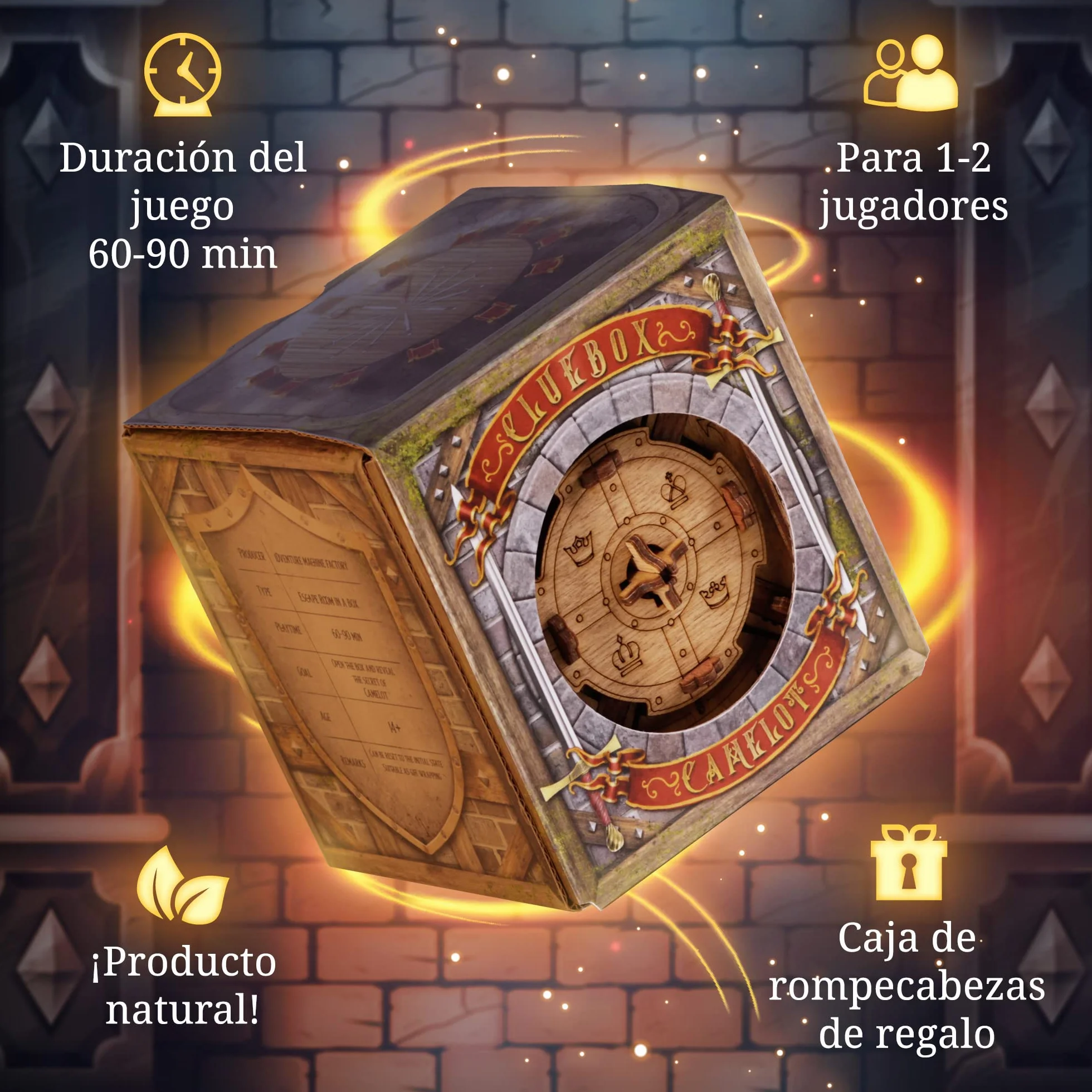 iDventure Cluebox - El Secreto de Camelot: Puzzle Box Escape Room Juego - complicados Rompecabezas de Madera en 3D - Juegos de Caja de Escape para Adultos y Caja de Rompecabezas para niños