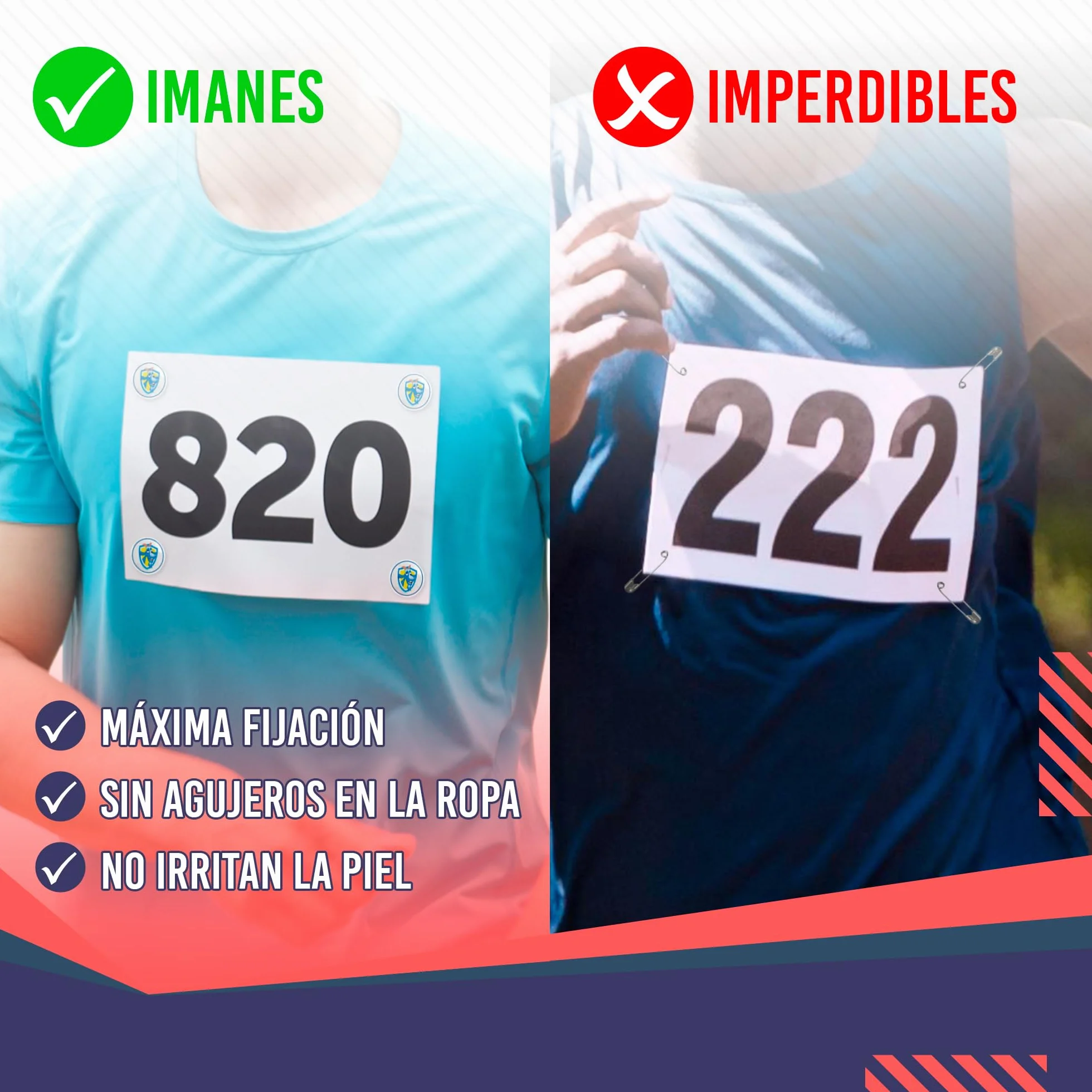 Imanes Deportivos 18mm para Running y Triatlón con Bolsa Impermeable - Pack de 4 - Diseño Cabra Azul
