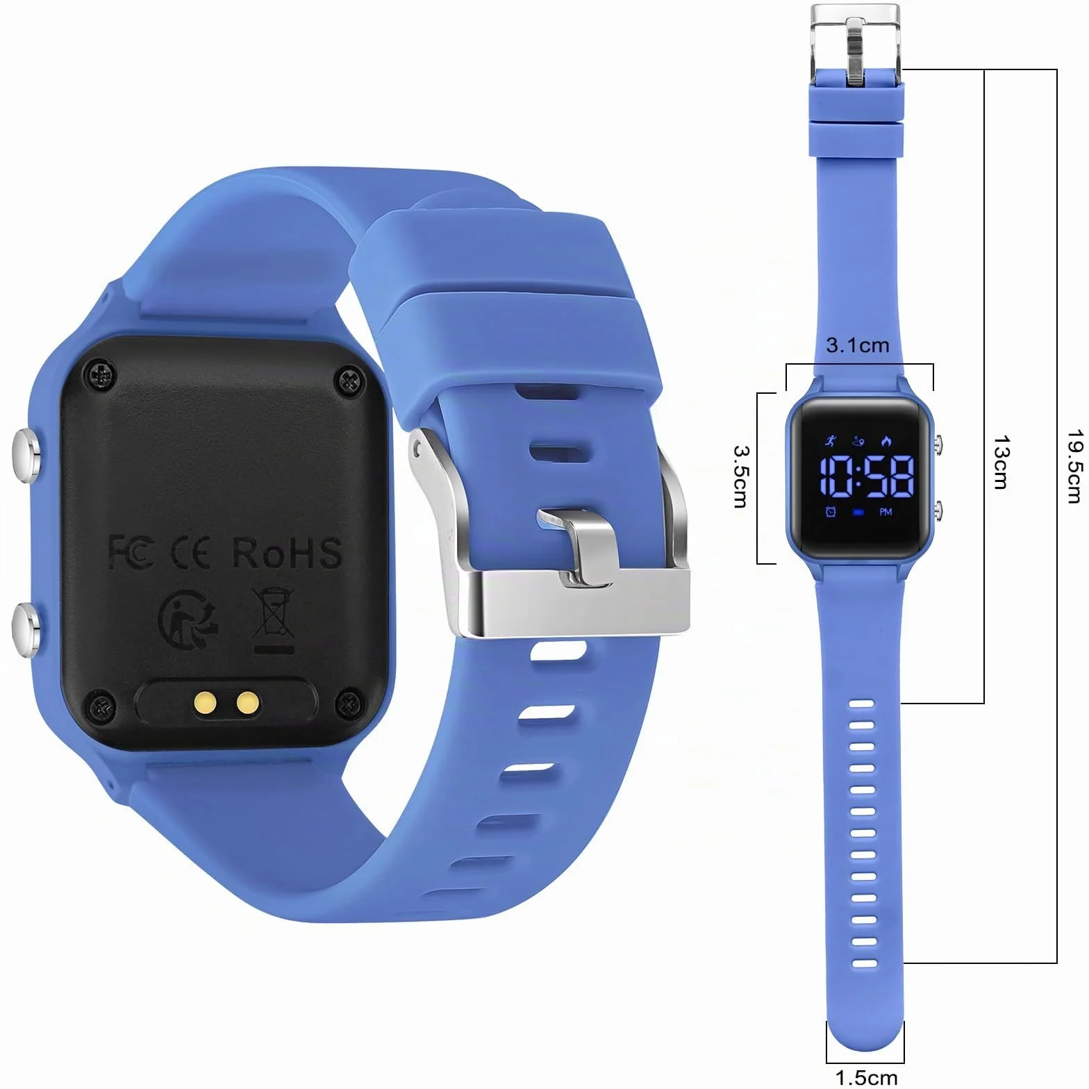 Timever Reloj Digital Deportivo para niños y niñas con Podómetro, Despertador, Cronómetro, Luz, Fecha, Correa de Silicona
