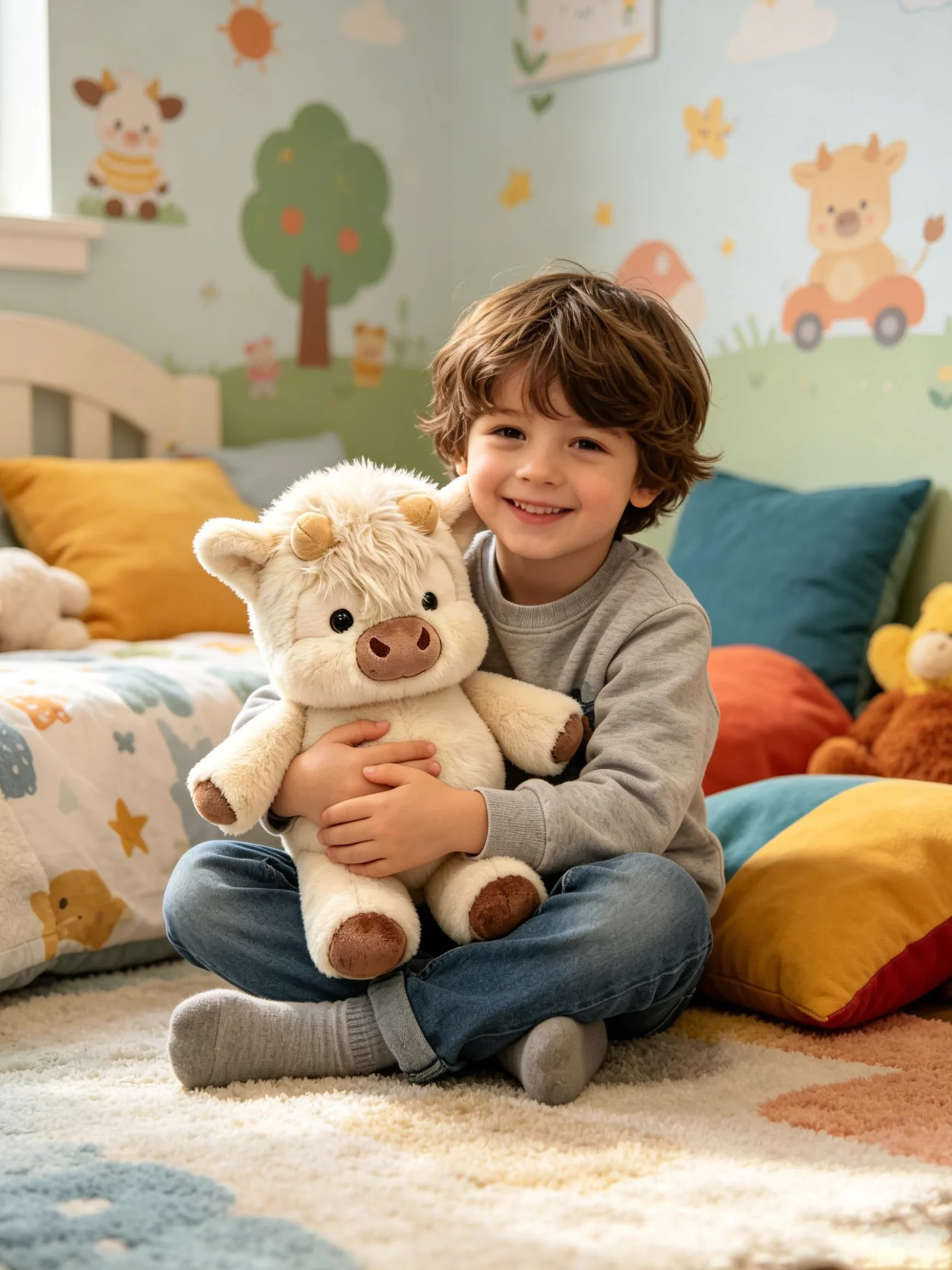 Peluche Que Corre, Peluche Vaca, 45 cm, Adorables Animales De Peluche, Aliviar El Estrés y para la Decoración del Hogar (Caqui)