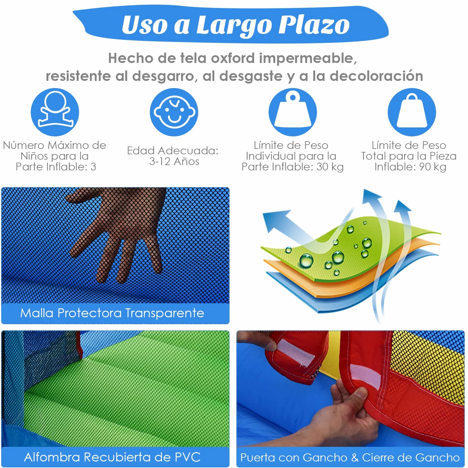 COSTWAY Tobogán Acuático Inflable, Castillo Inflable con Tobogán Mojado Seco para Interior y Exterior, Parque Acuático Portátil para Patio con Pelotas, Pelota de Baloncesto Inflable sin Compresor