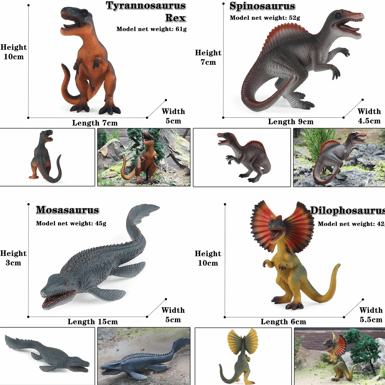 Juguetes Dinosaurios 8 Piezas Tiranosaurio Rex Velociraptor Regalo Cumpleaños Niños 3-8 Años