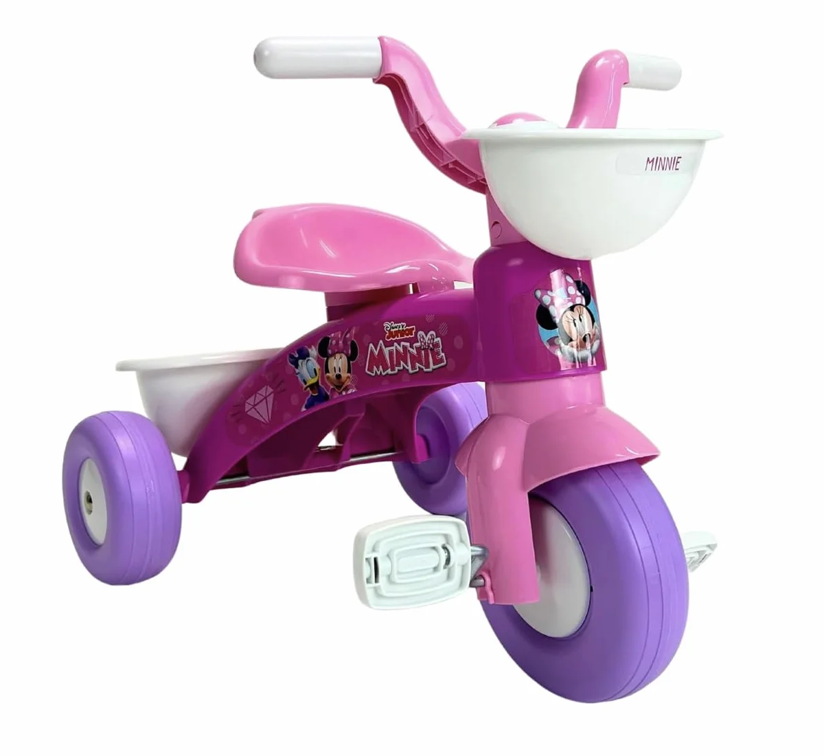 Triciclo Bebe 1 Año 2 Años 3 Años Trico MAX Minnie Mouse - Triciclo Infantil para Niños y Niñas - Triciclo Ligero con Pedales + Cesta Delantera y Trasera Portaobjetos - INJUSA