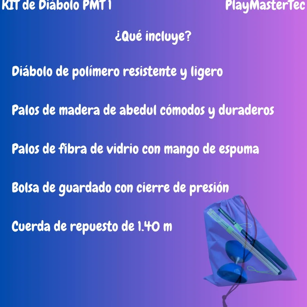 Diábolo Azul Eje Fijo Kit 2 Juegos de Palos niños y Adultos Regalo Ideal