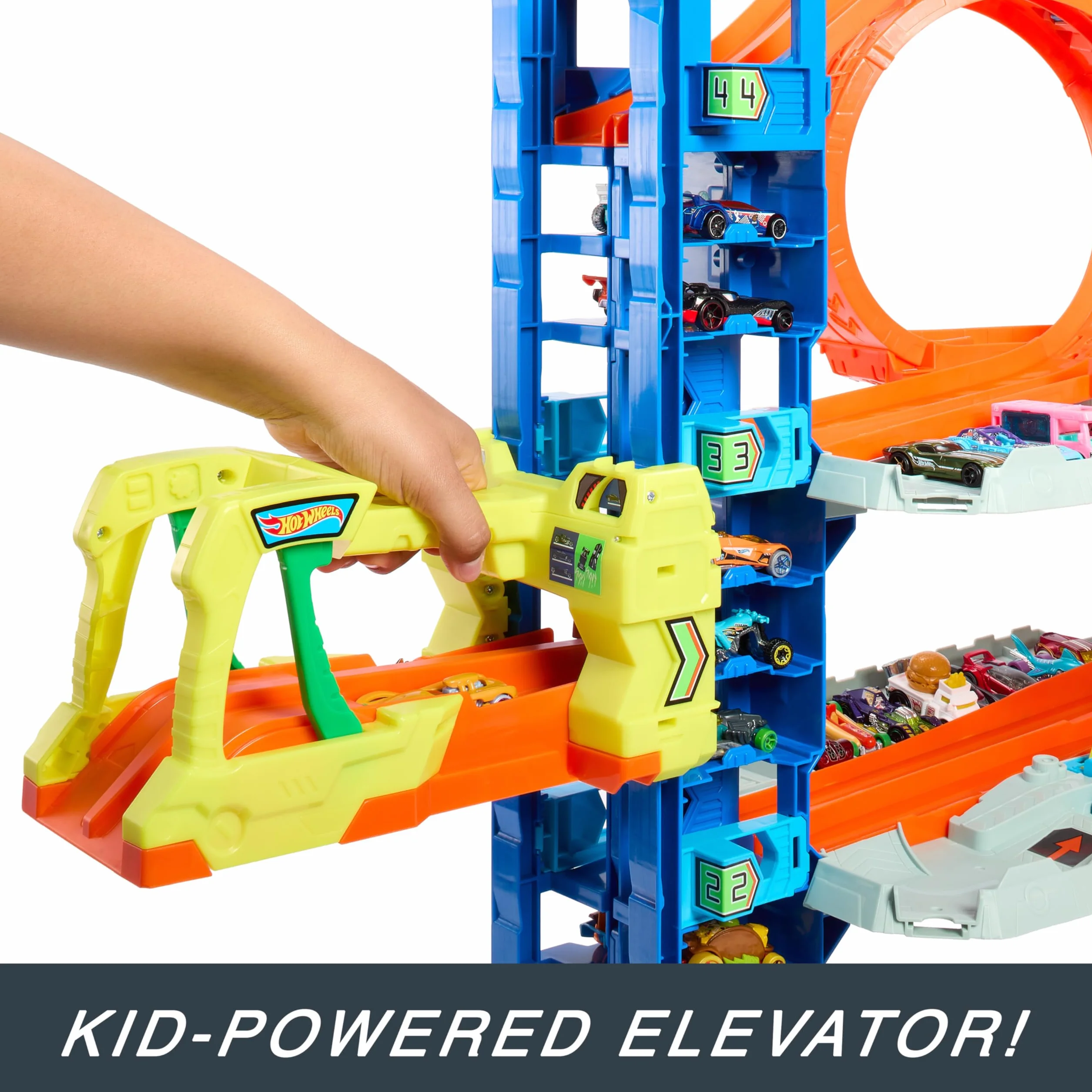 Mattel Hot Wheels City Garaje Definitivo Pista para Coches de Juguete con Dragón y 4 Niveles, Incluye 2 Vehículos, +4 años