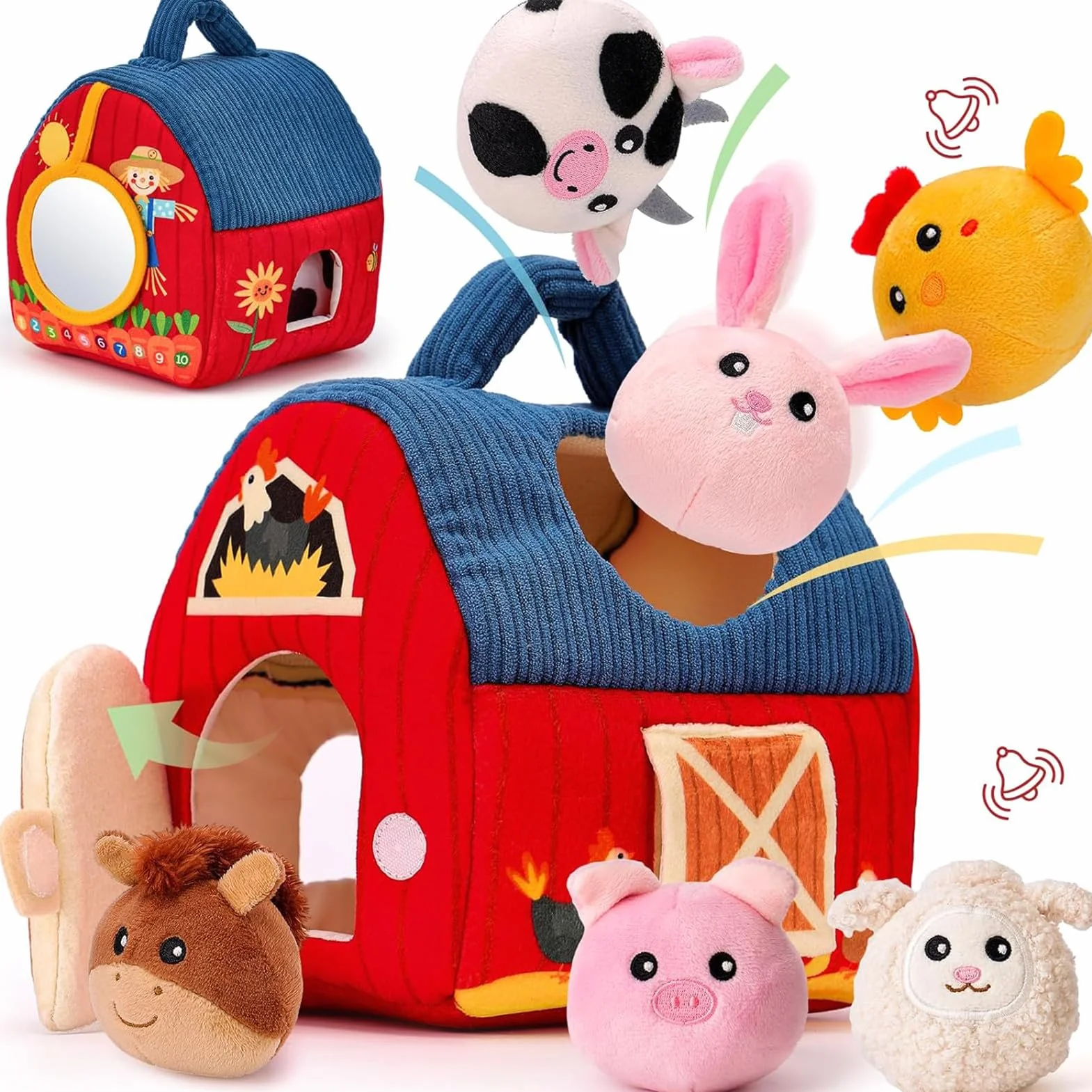 hahaland Juguetes Bebes 6-12 Meses - Animales Granja Montessori Juguetes Niños 1 año - Juguete Interactivo Sensorial Blandito Regalo Bebe 6 9 12 Meses Niño Niña
