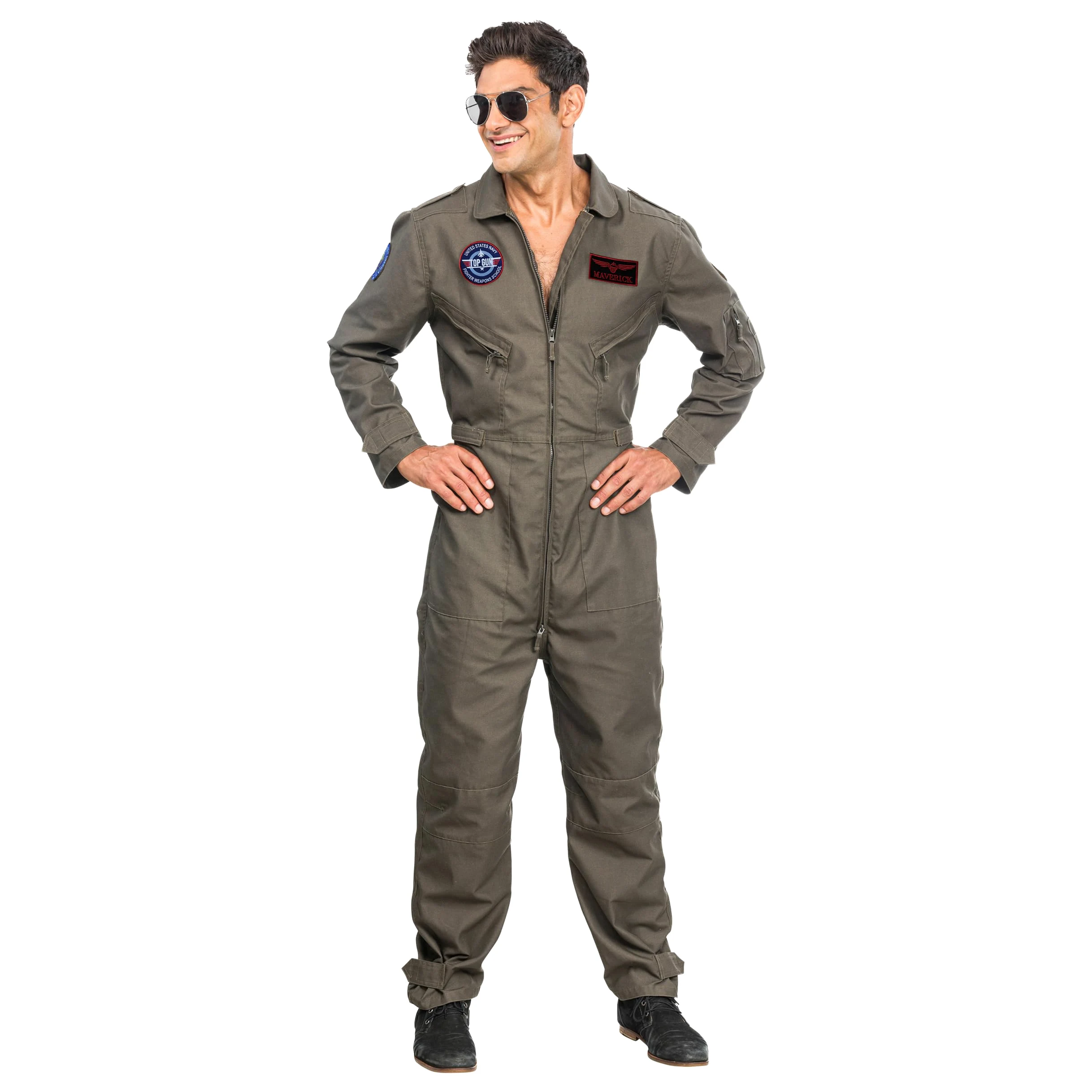 Chaks - Disfraz de piloto de caza, mono, traje de piloto, uniforme para carnaval, fiesta temática