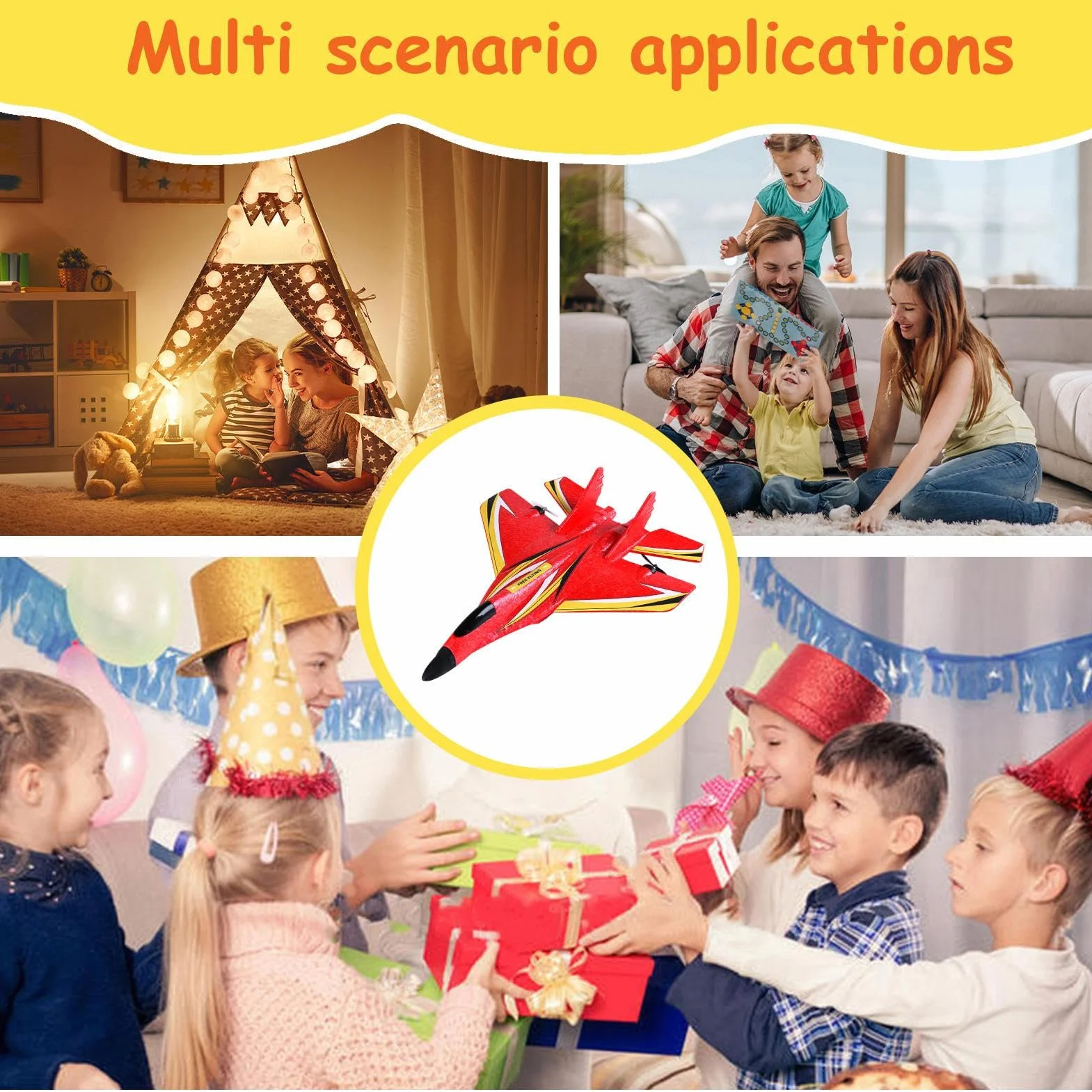 Genérico Avión RC - Kit de avión de Control Remoto con luz LED | Impermeable de 2,4 GHz, Caza acrobático de Doble Motor | Educativo al Aire Libre para niños y Adultos
