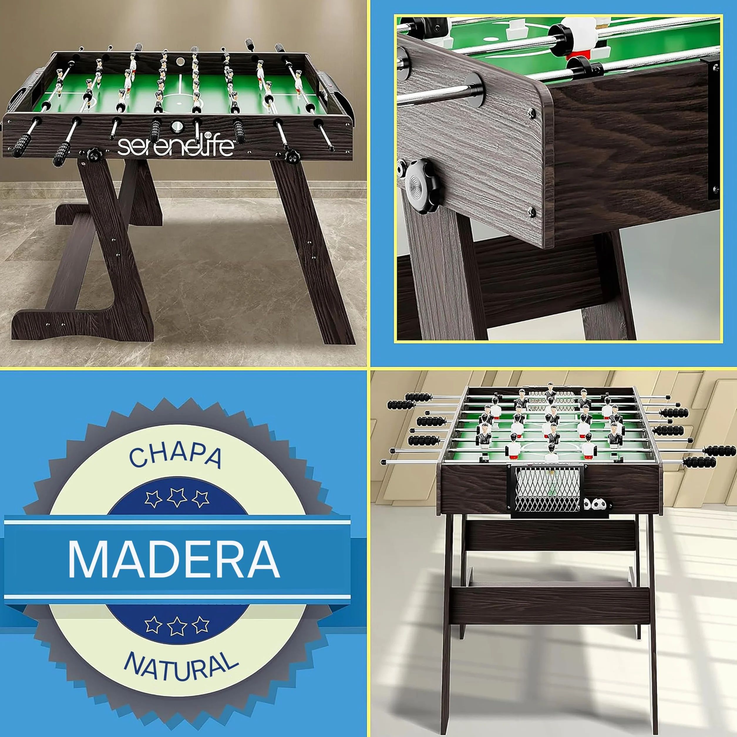 Serenelife futbolin, Tamaño competitivo de 48”, Futbol, para la casa, Sala de Juegos, Arcade