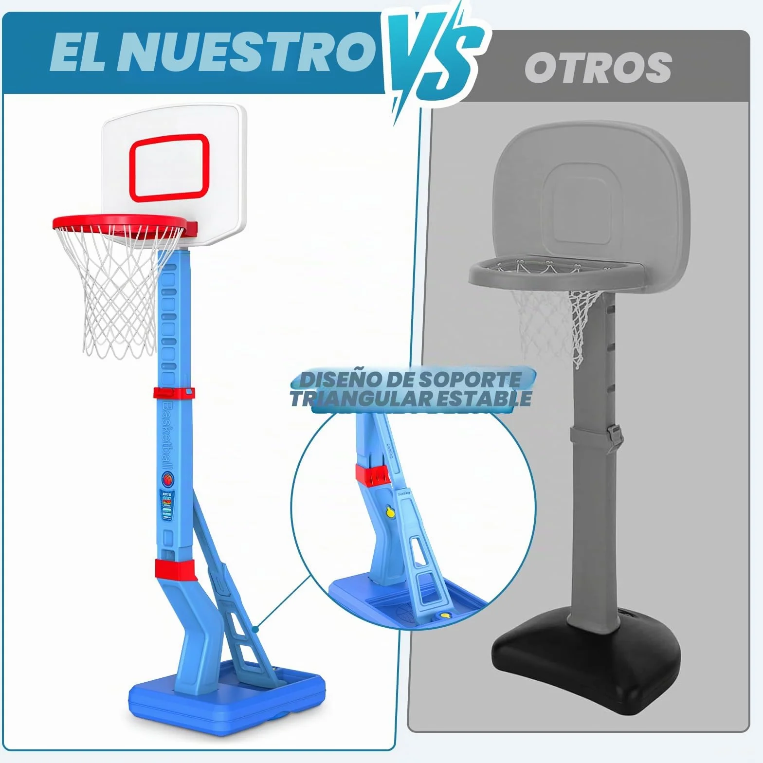 Canasta Baloncesto Infantil, Altura Ajustable 70-138 cm,Mini Canasta de Baloncesto para Interior y Exterior,Regalos Cumpleaños para niños de 3 a 8 años-Azul