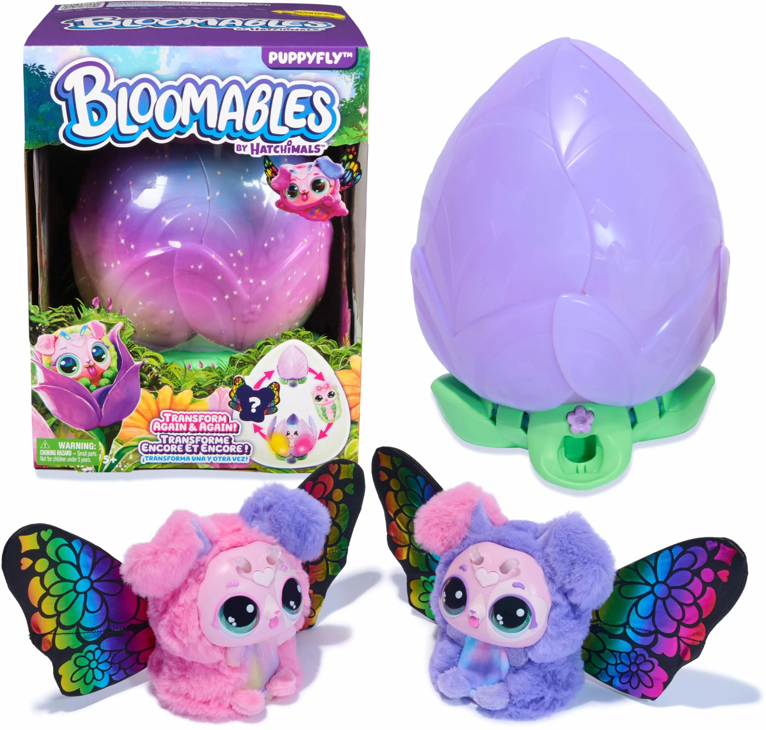 HATCHIMALS BLOOMABLES - Puppyfly Peluche Interactivo Sorpresa con Transformación Mágica Repetible y más de 100 Sonidos - 6073019 - Mascota Interactiva - Juguetes Niñas 5 Años + Regalo Niña 5 Años +