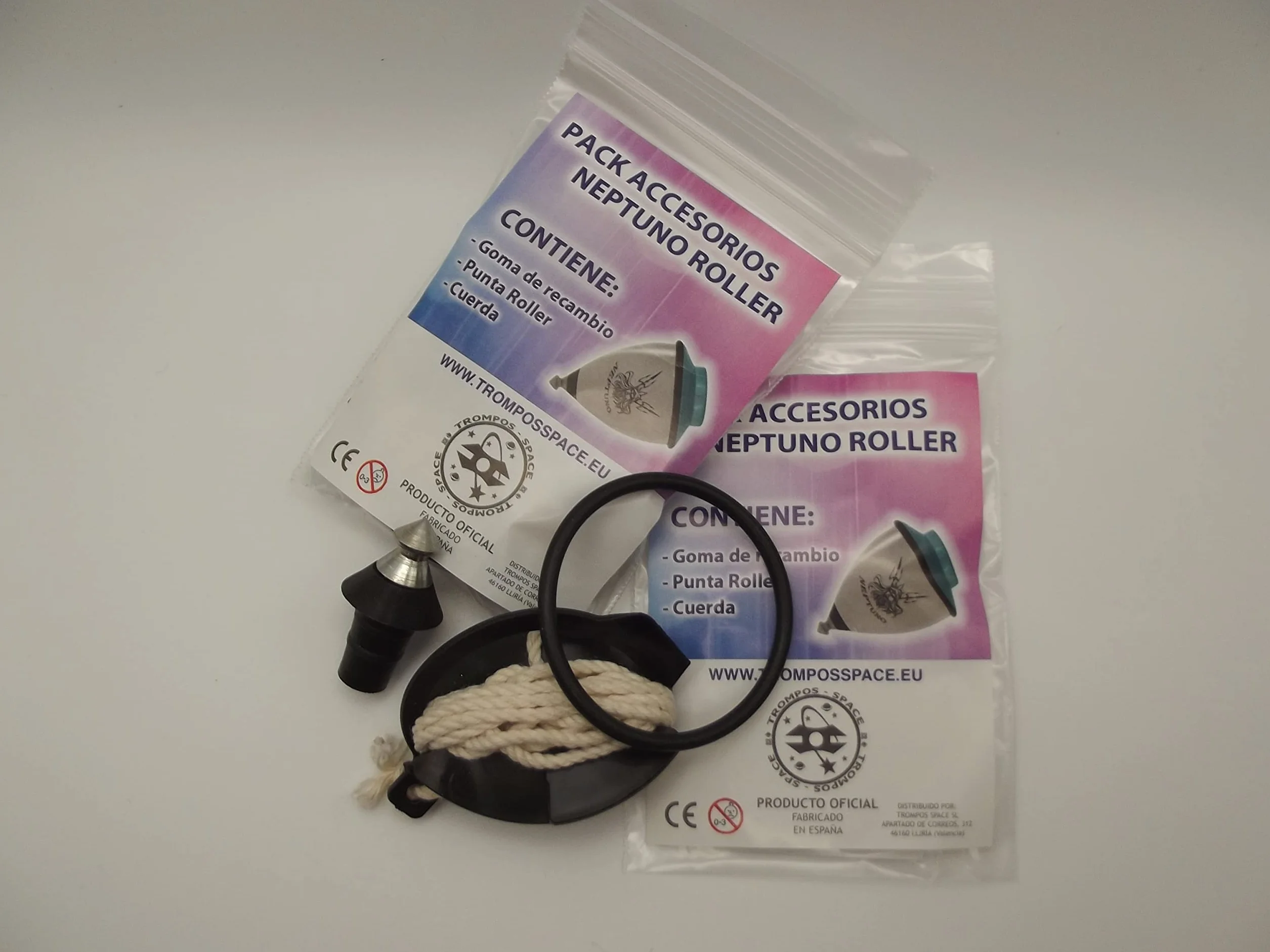 TROMPOS Space - Pack de Recambios Oficial para Neptuno Roller, Incluye Punta Roller de Doble Rodamiento, Cuerda Profesional y Aro Protector, Kit de Mantenimiento