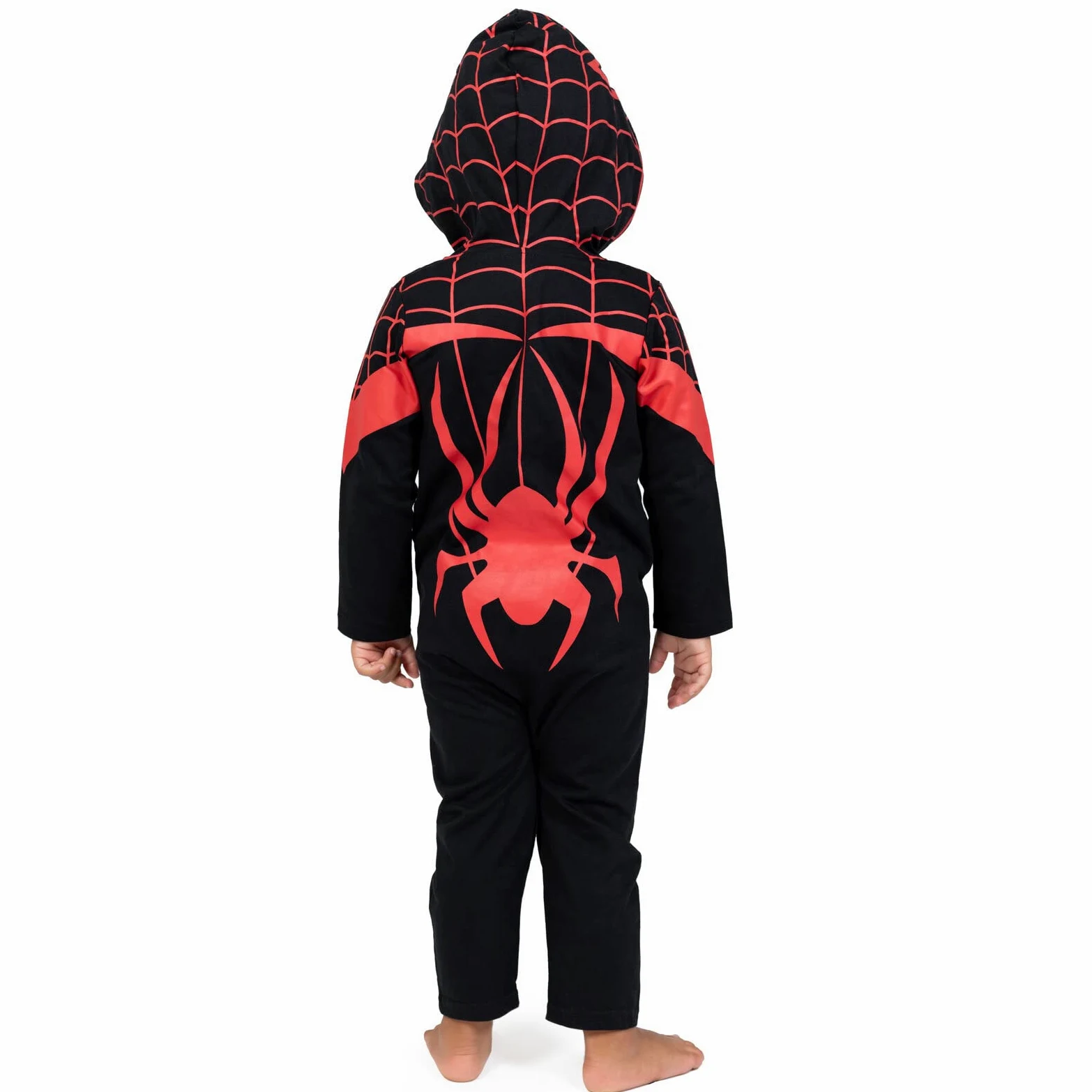 Marvel Spider-Verse Miles Morales Zip Up Cosplay Overol Bebé a Niño Pequeño