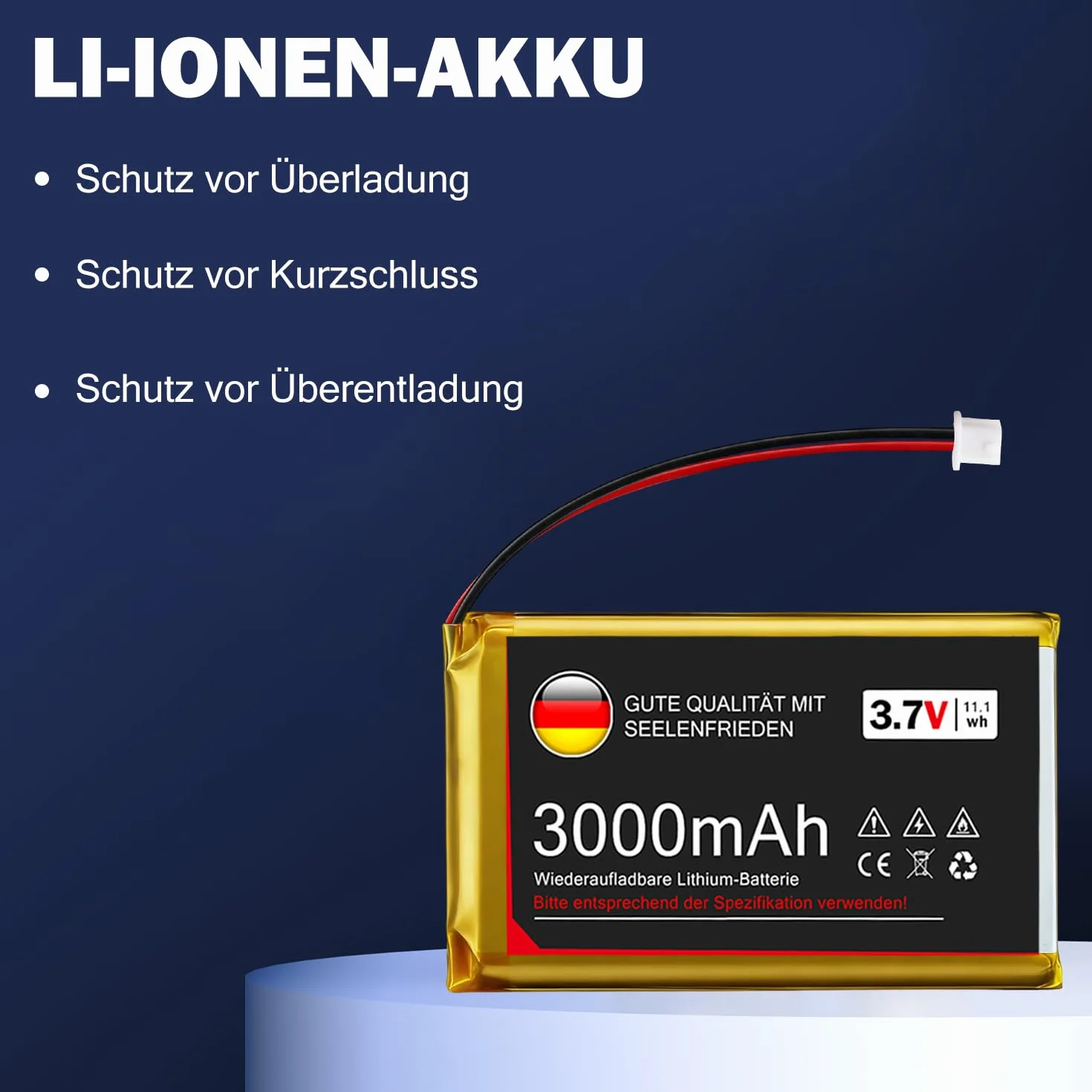 Batería de Litio de 3,7 V y 3000 mAh, 1S, 1C, LiPo con Placa de protección y Conector Micro JST 1.25 para Placa de Desarrollo Arduino Node MCU ESP32 (2 Piezas)