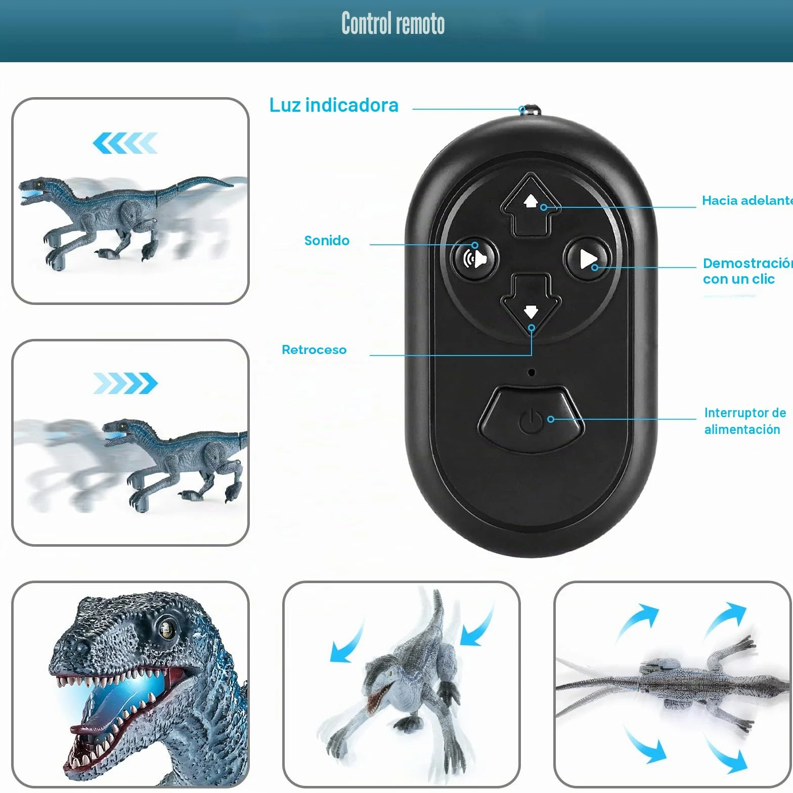 Dinosaurio Teledirigido, Dinosaurio Juguete para Niños, Dino Robots a Control Remoto con Luces LED y Sonidos, Juguete Teledirigido para Niños de 3 4 5 6 7 8 Años, Navidad